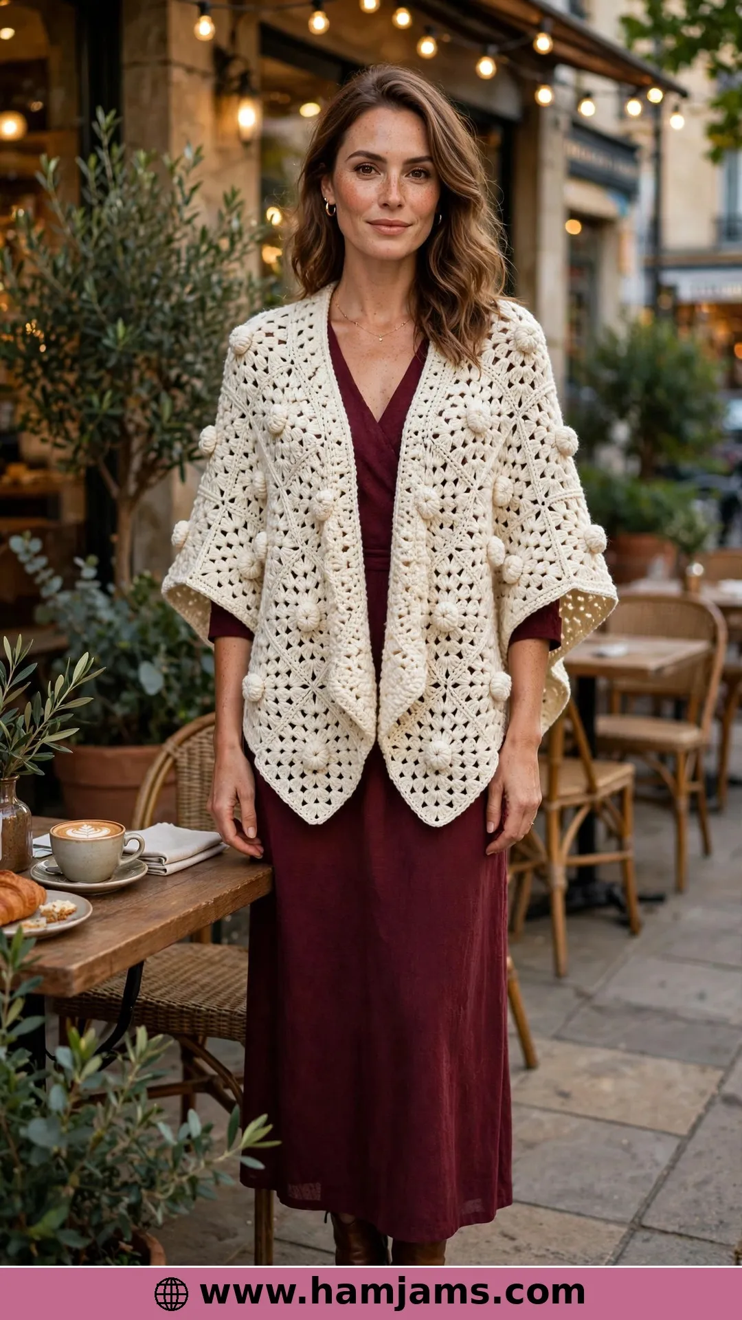 The Four-Square Poncho with the Bobble Texture