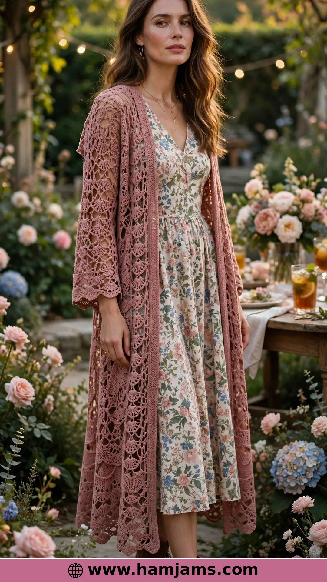 Victorian Rose Shells in a Top-Down Raglan