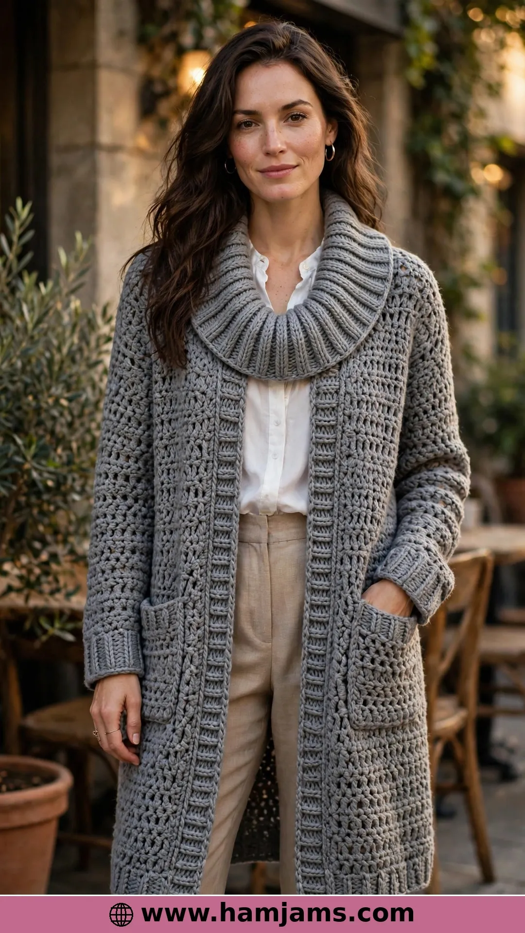 Lemon Peel Texture With Pockets and a Statement Collar
