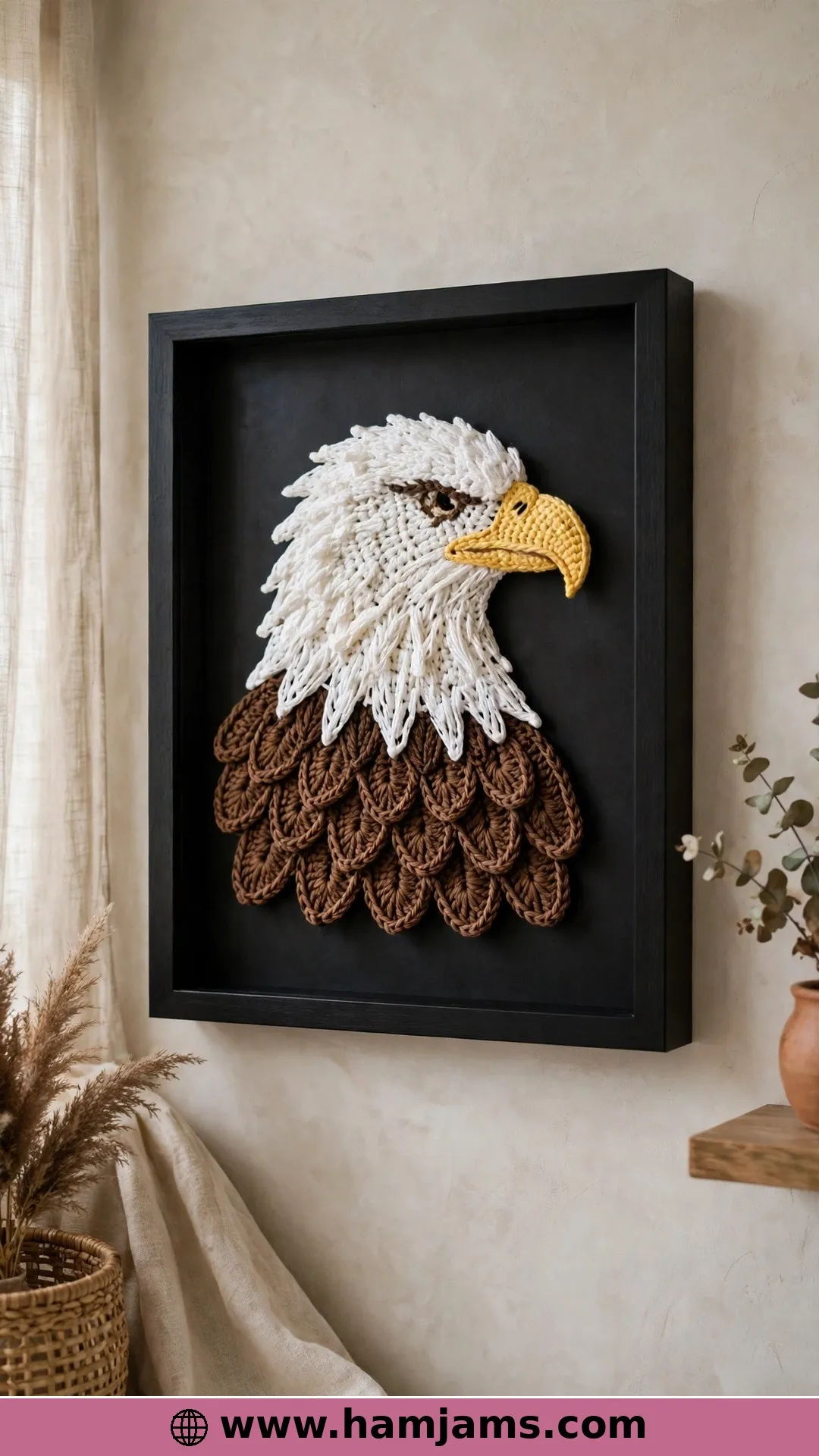 A Framed Bald Eagle Appliqué in Fine Cotton