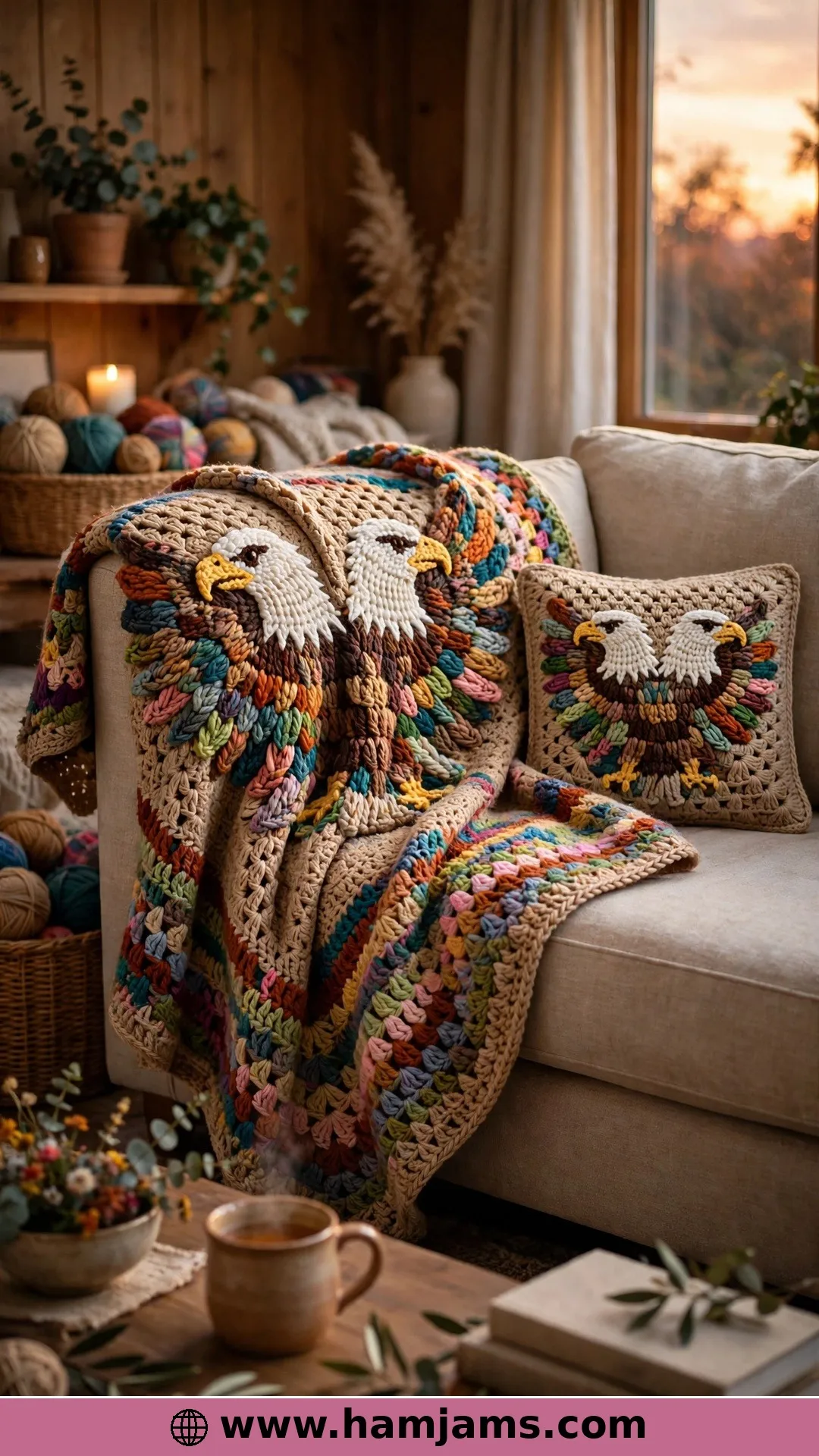 A Double Eagle Blanket and Pillow for Winter Evenings