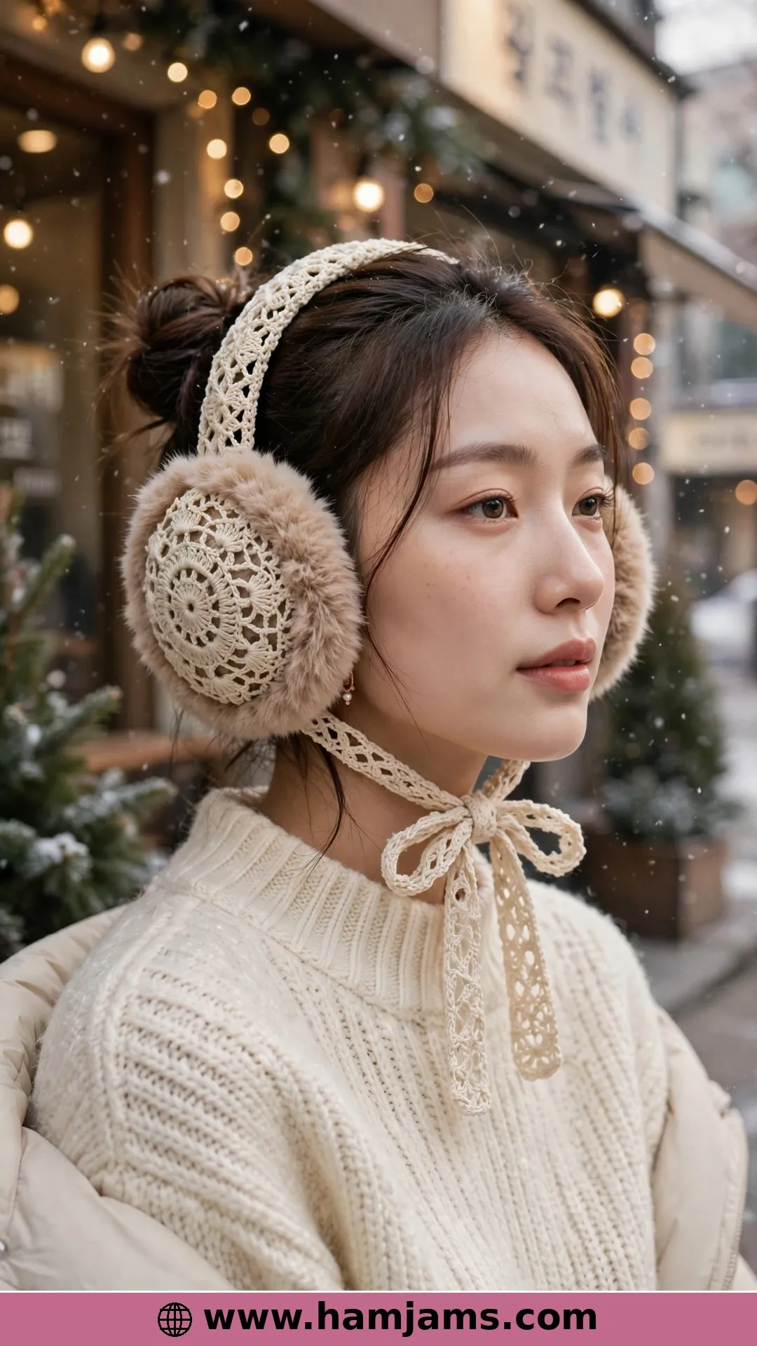 Behind-the-Head Holly Motifs With Chin Ties