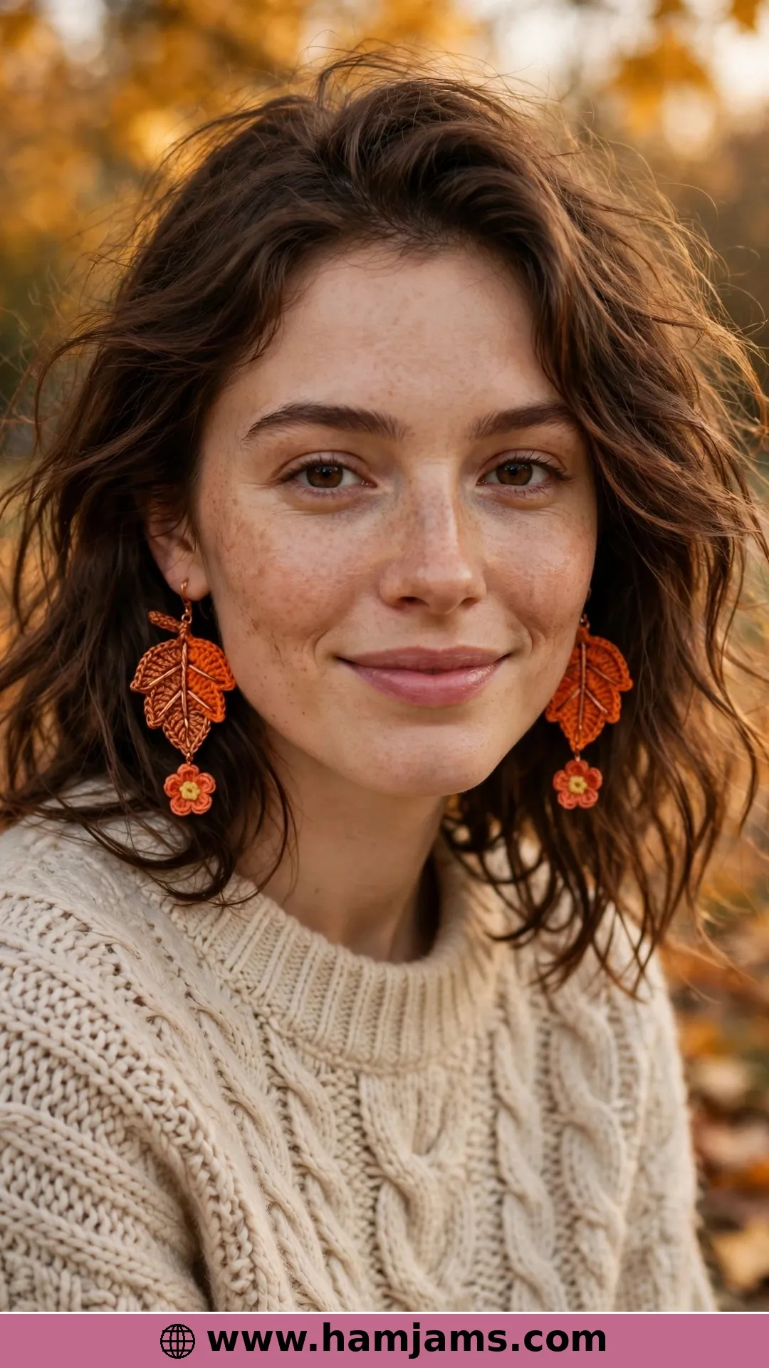 Autumn Leaves and a Tiny Beaded Flower