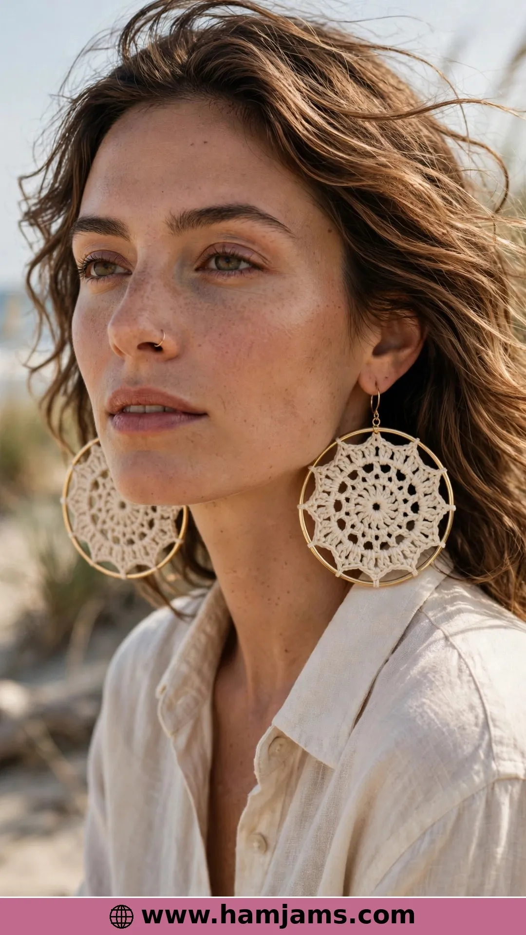 Boho Discs Crocheted Onto Old Hoops