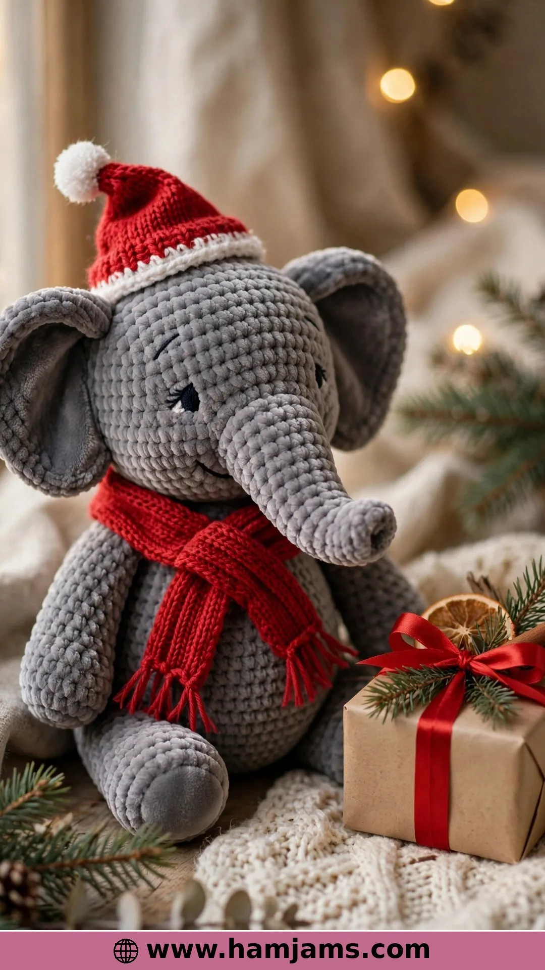 The Flip Flop Elephant in Velvet Yarn