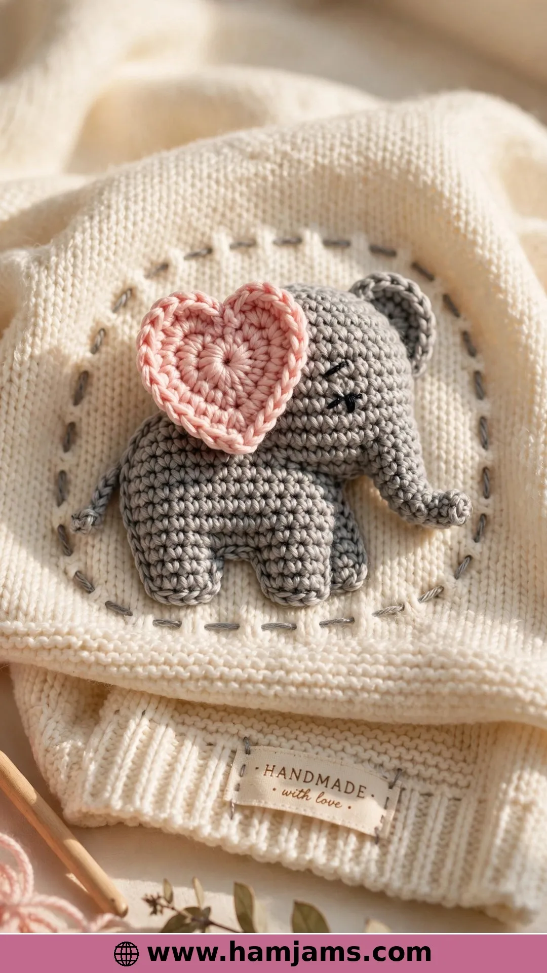 The Lovable Elephant Appliqué With a Heart Ear