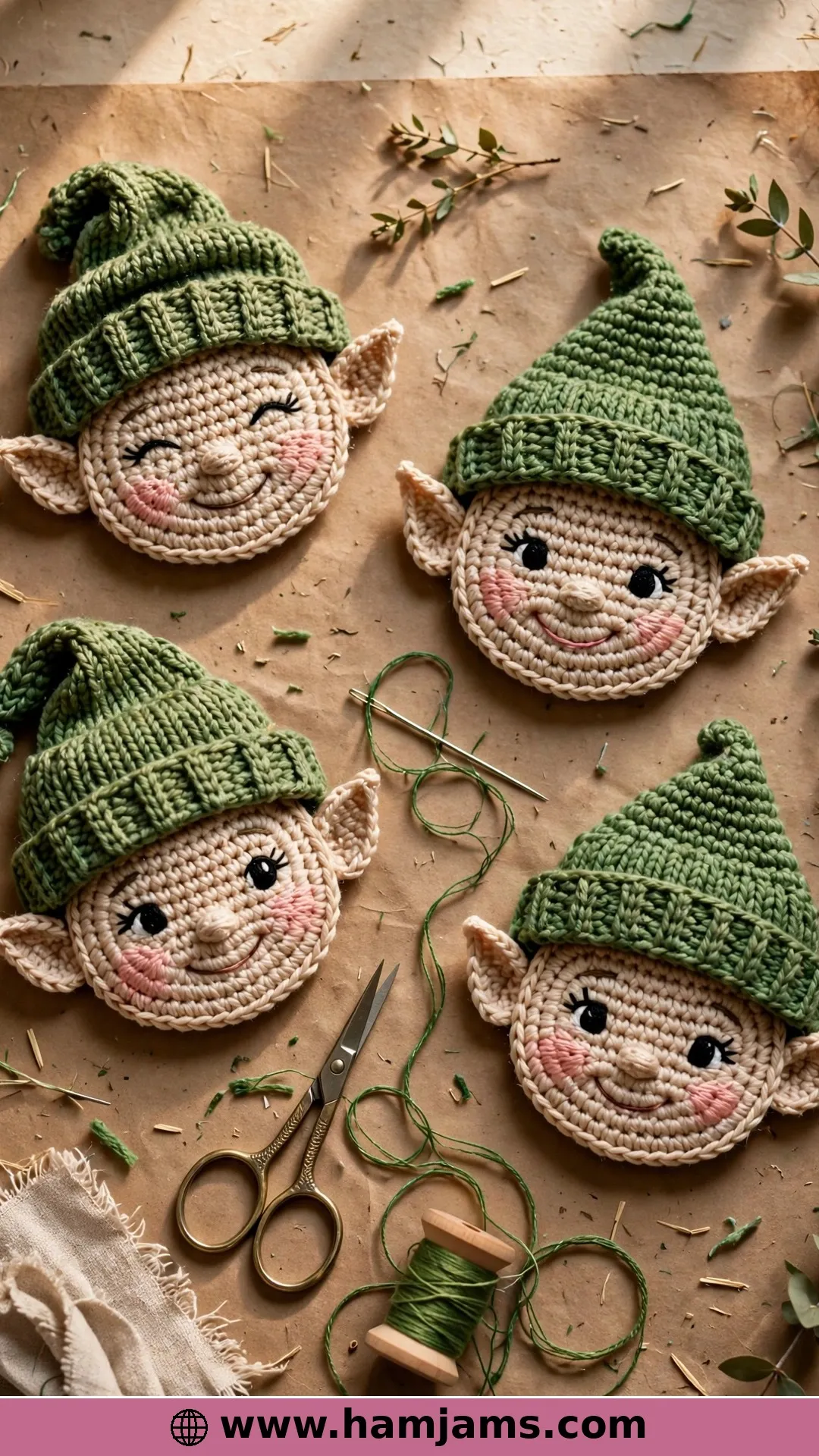 The Flat Elf Face Ornament or Appliqué