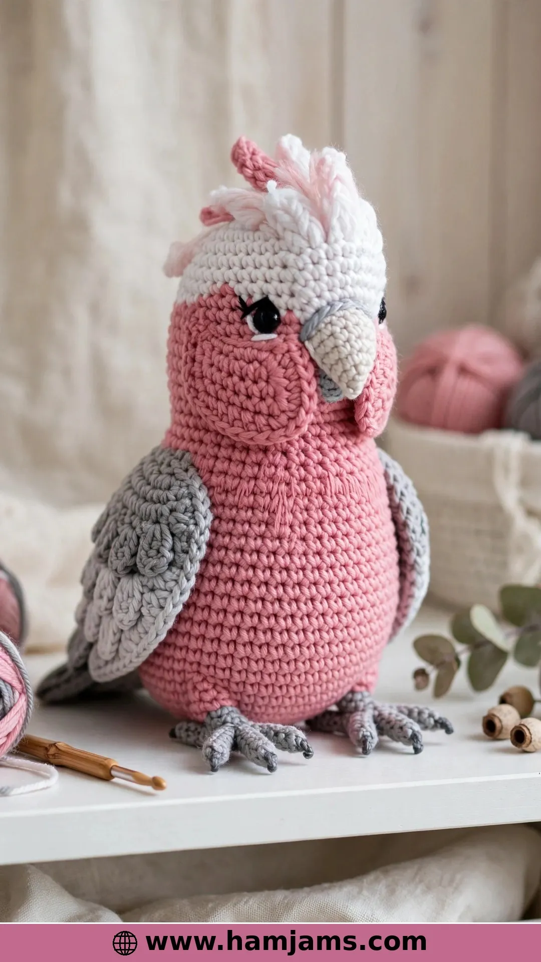 A Sitting Galah in Pink, White and Grey