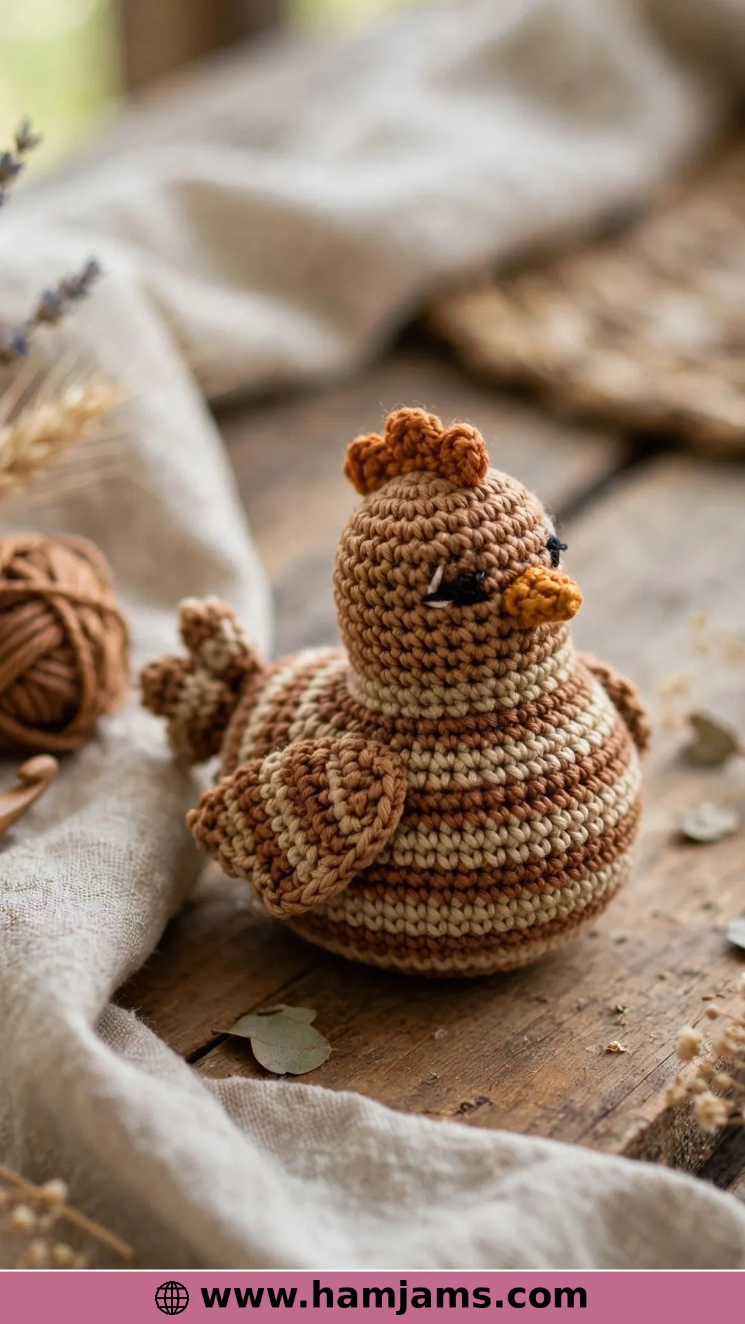 A Little Striped Hen in Farmyard Browns