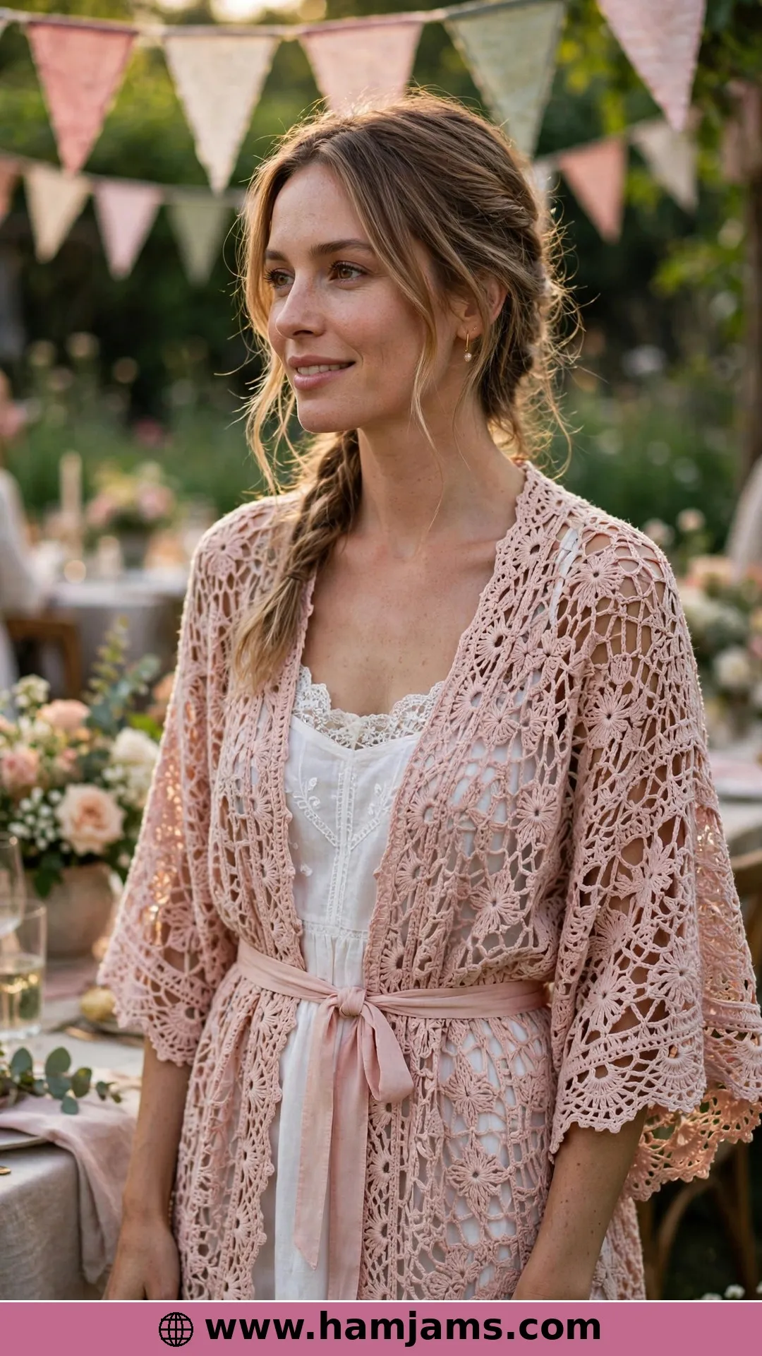 The Blush Pink Lace Kimono