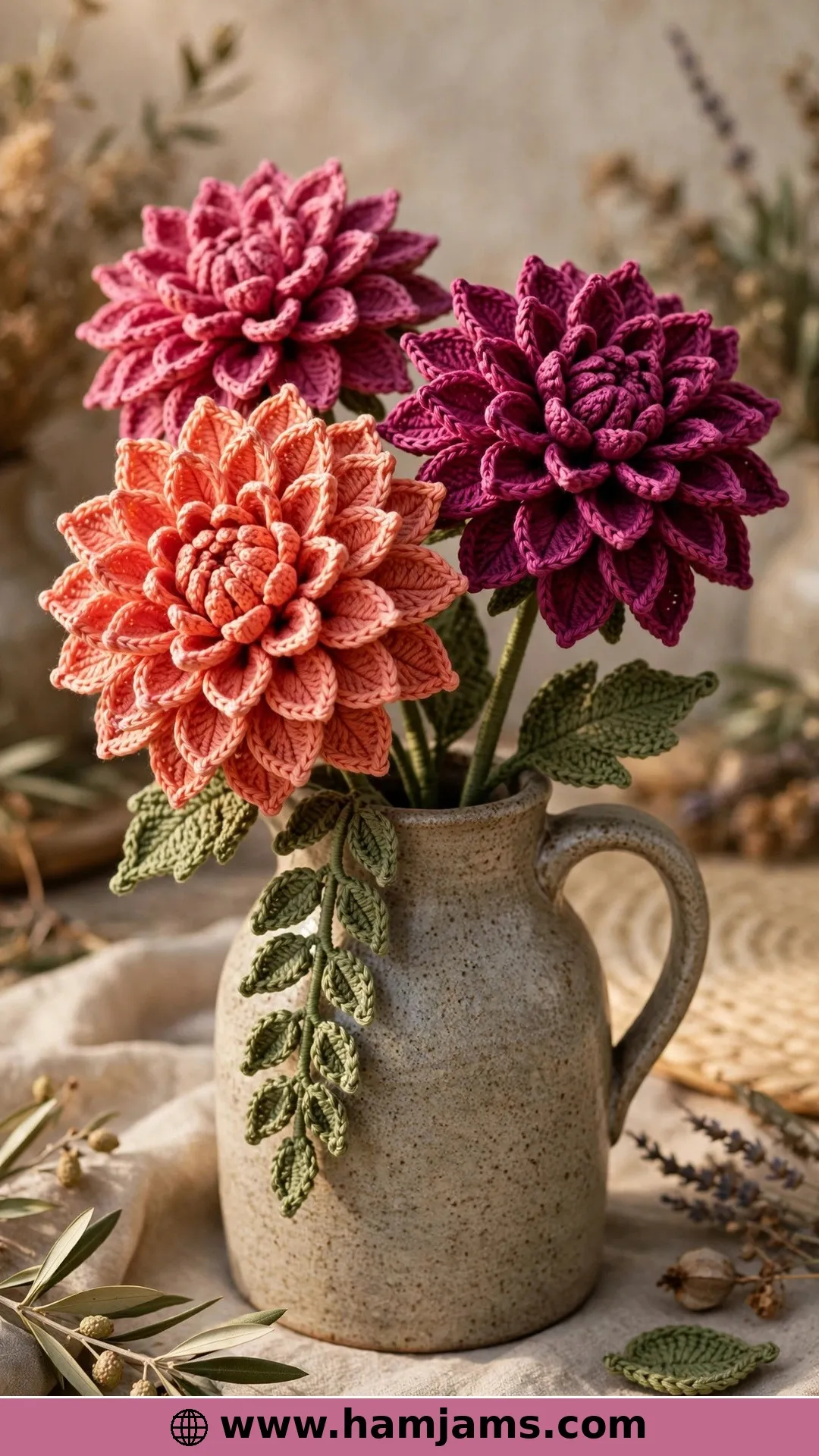 Layered Dahlias on Leafy Stems