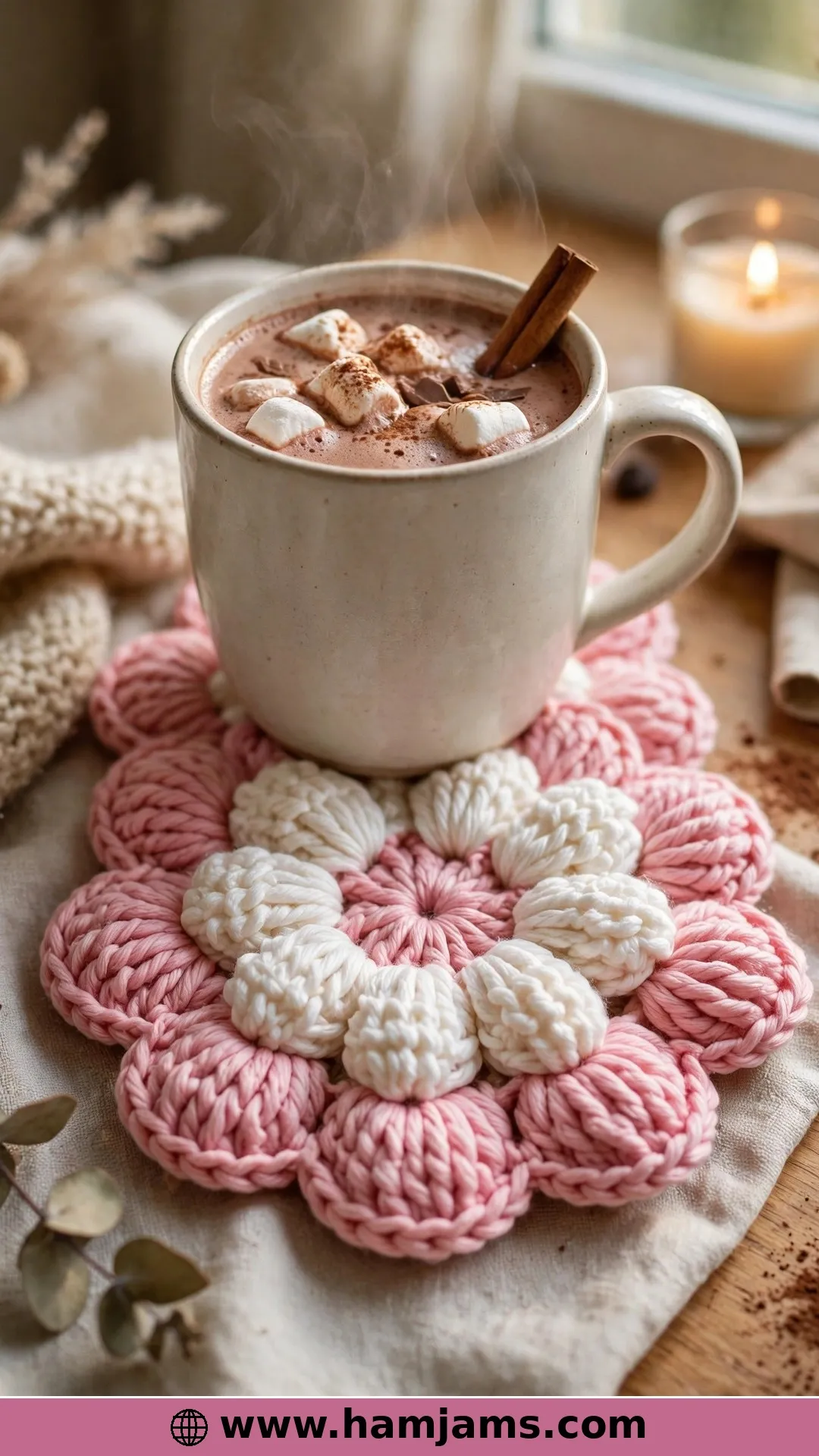 Puff-Stitch Petals in Pink and White