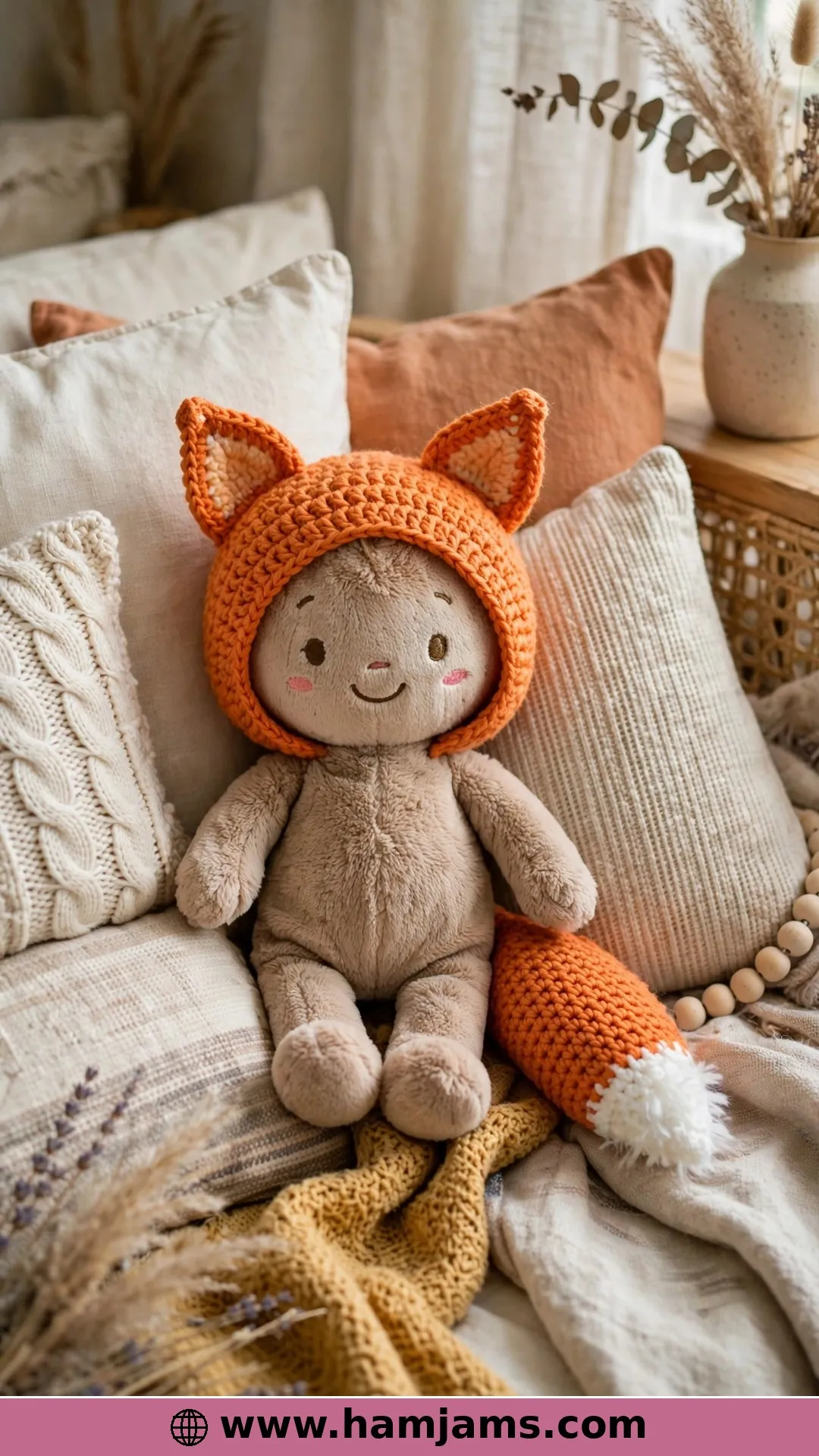 A Sweet Doll in a Plush Fox Hood