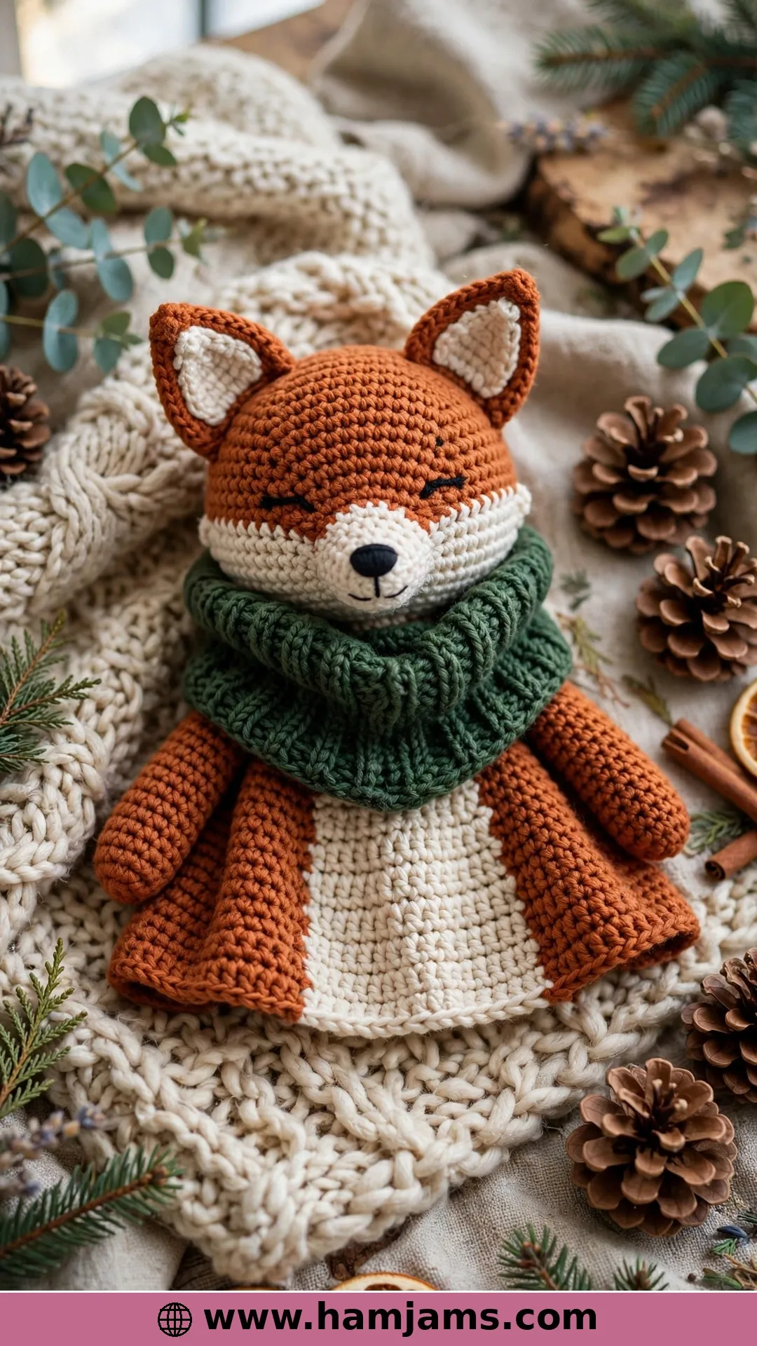 The Winter Fox Lovey With a Little Green Cowl