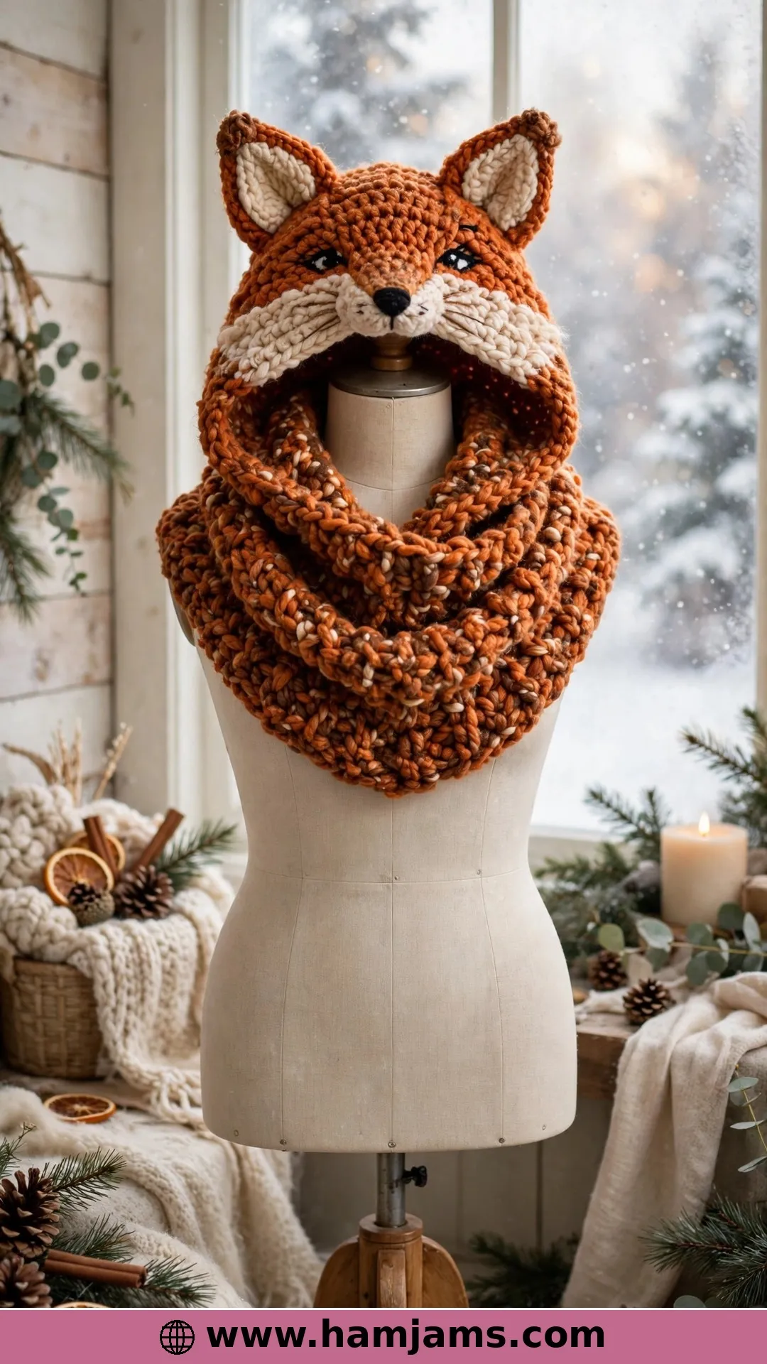 A Hooded Fox Cowl for the Whole Family