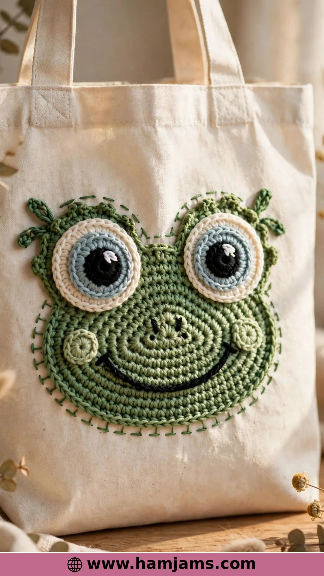 A Cheerful Frog Face Appliqué