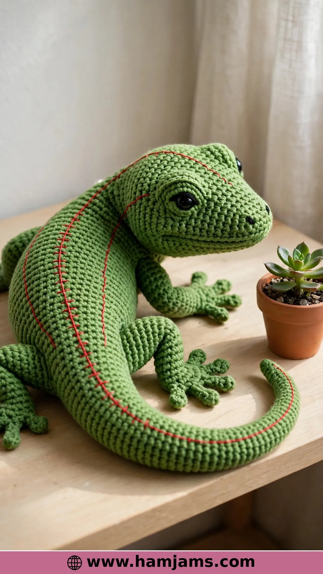 A Giant Day Gecko with Hand-Stitched Markings