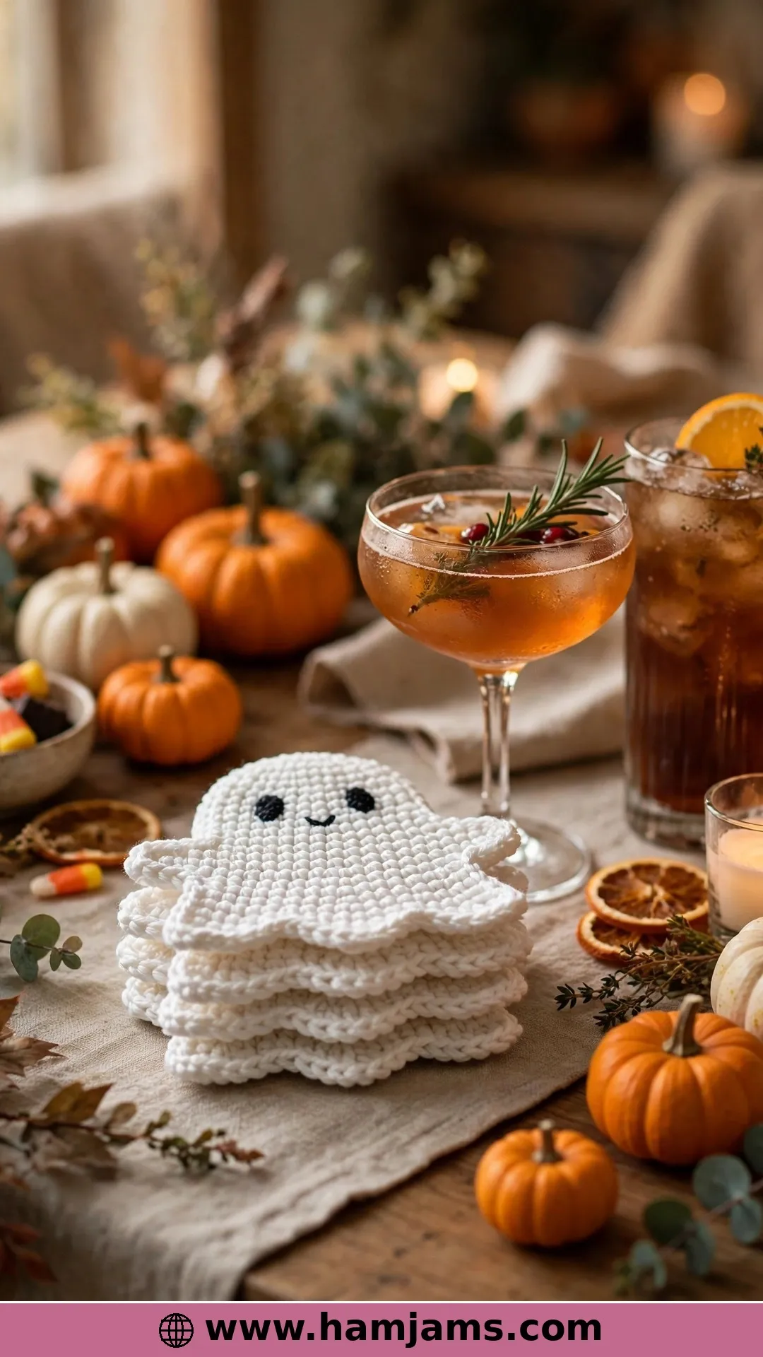 Red Heart Crochet Ghost Coasters: A Classic Free Download from Yarnspirations