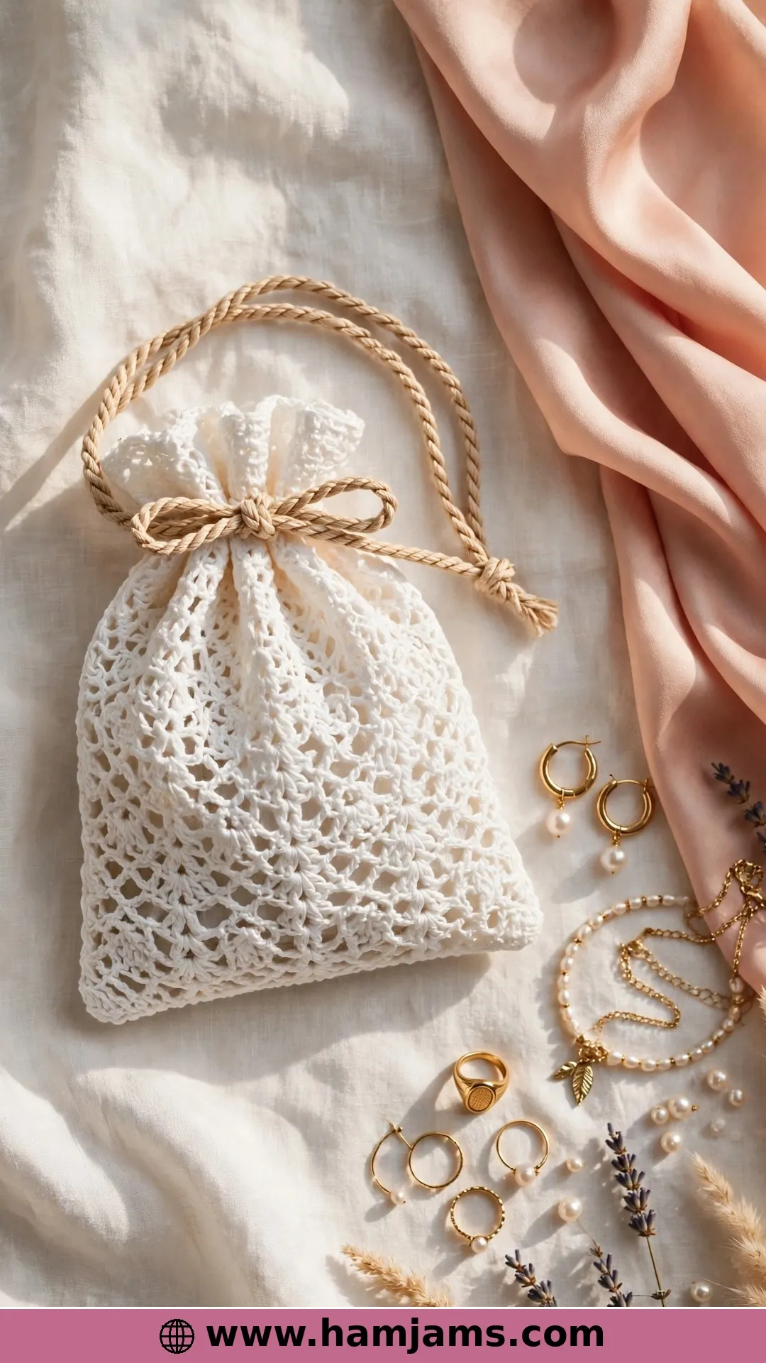 Treasure Taker, a Snow-White Drawstring Pouch