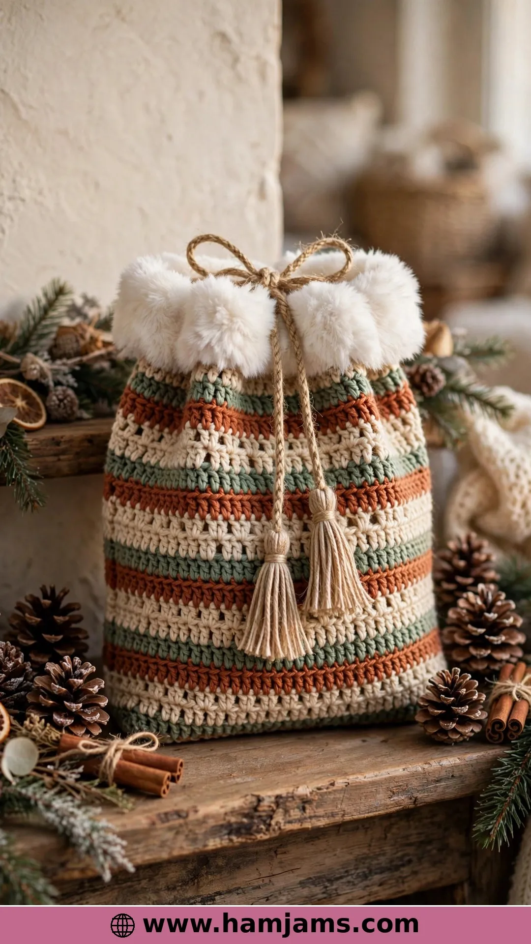 Granny Stitch Stripes With a Fluffy Trim