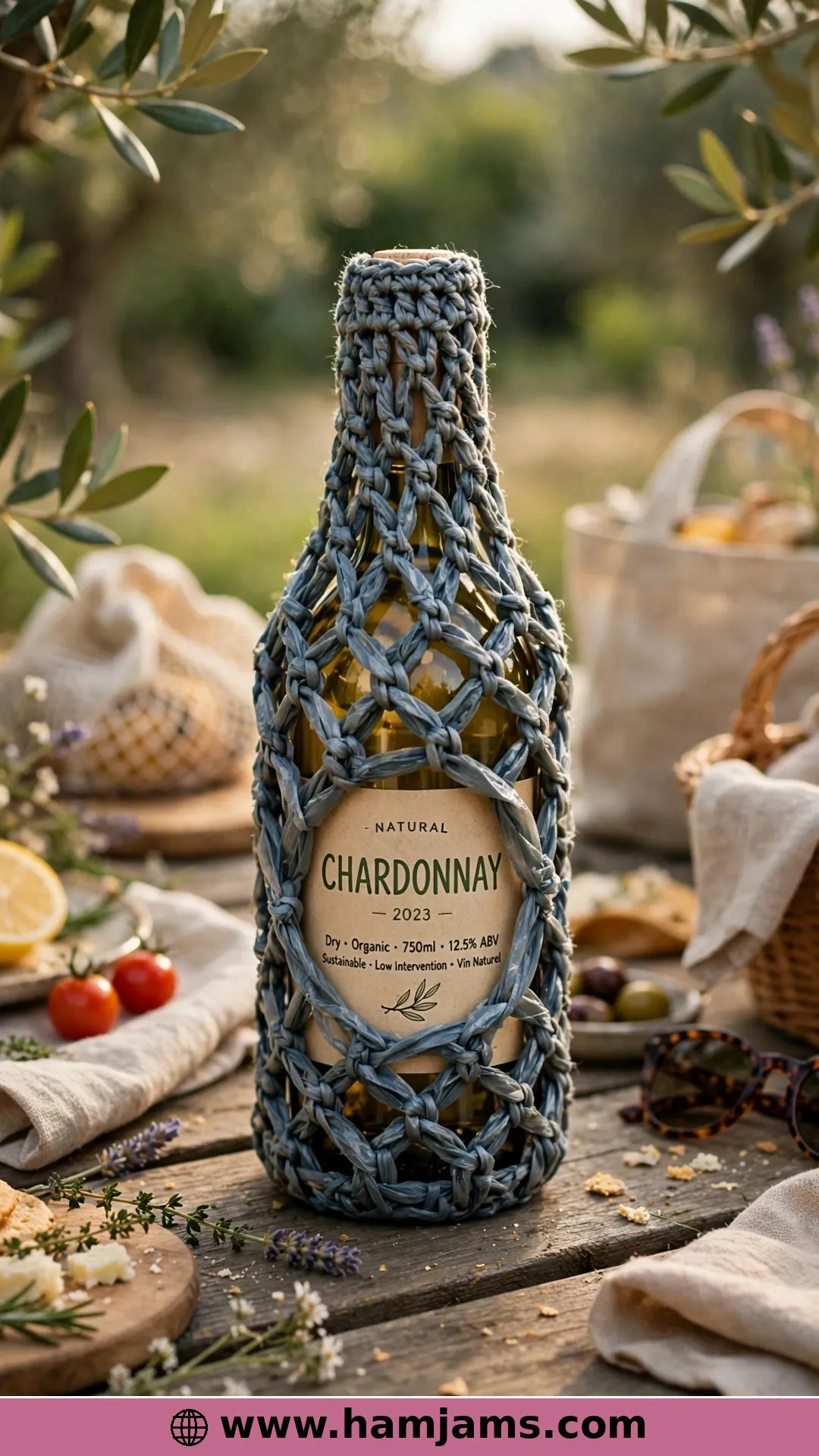 The Wine Holder Crocheted From Shopping Bags