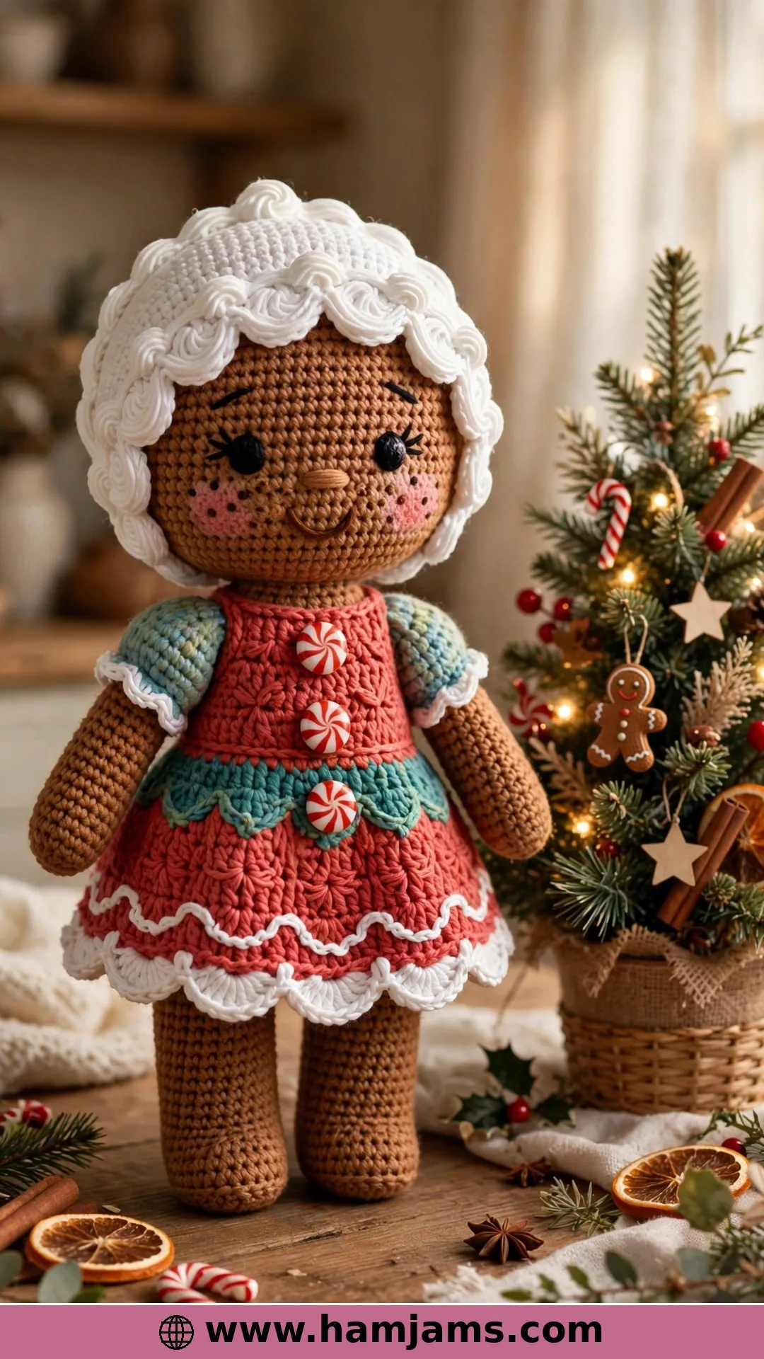 Ginger, the Gingerbread Girl in a Scalloped Dress