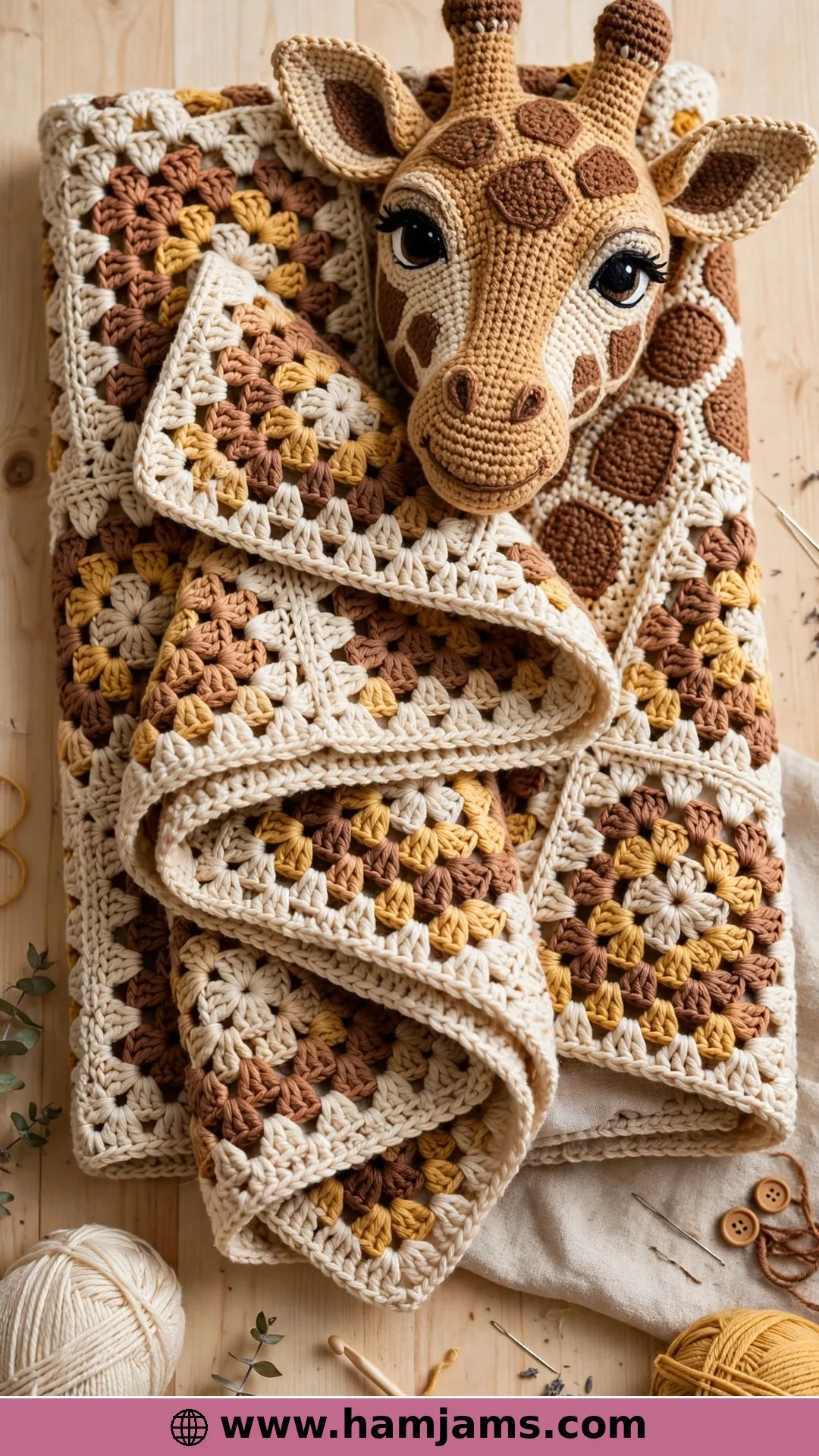 Giraffe Granny Square Blanket