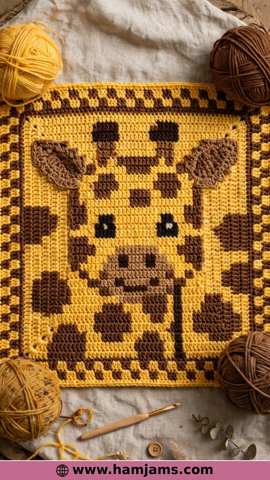 C2C Giraffe Square Blanket Panel