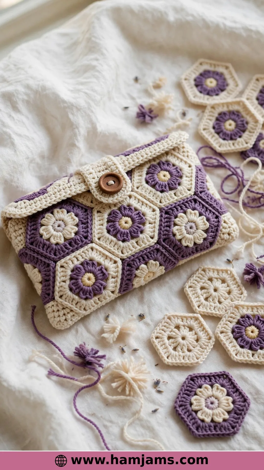 Five Flower Hexagons That Fold Into a Case