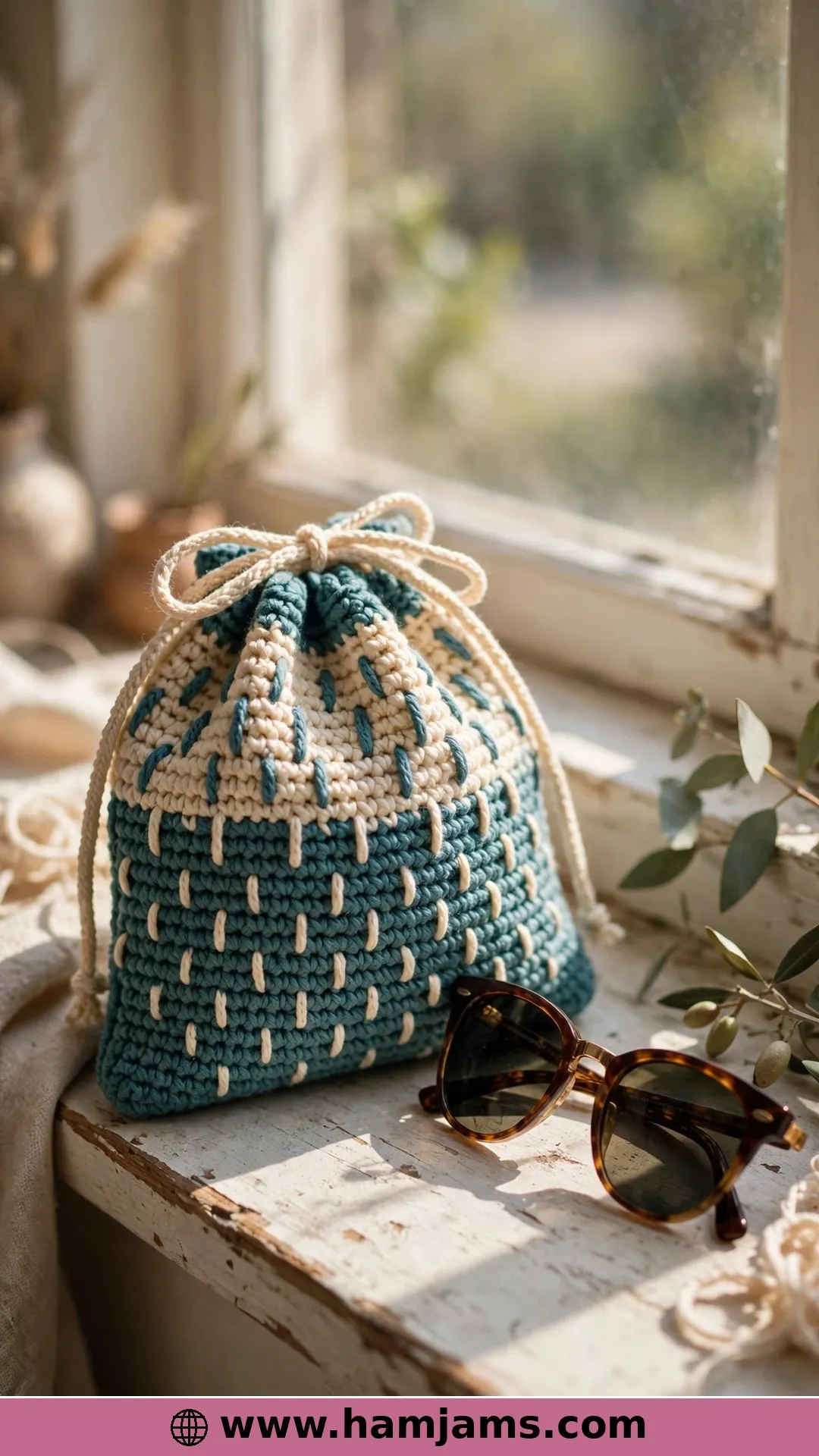 Spike Stitch Stripes With a Drawstring