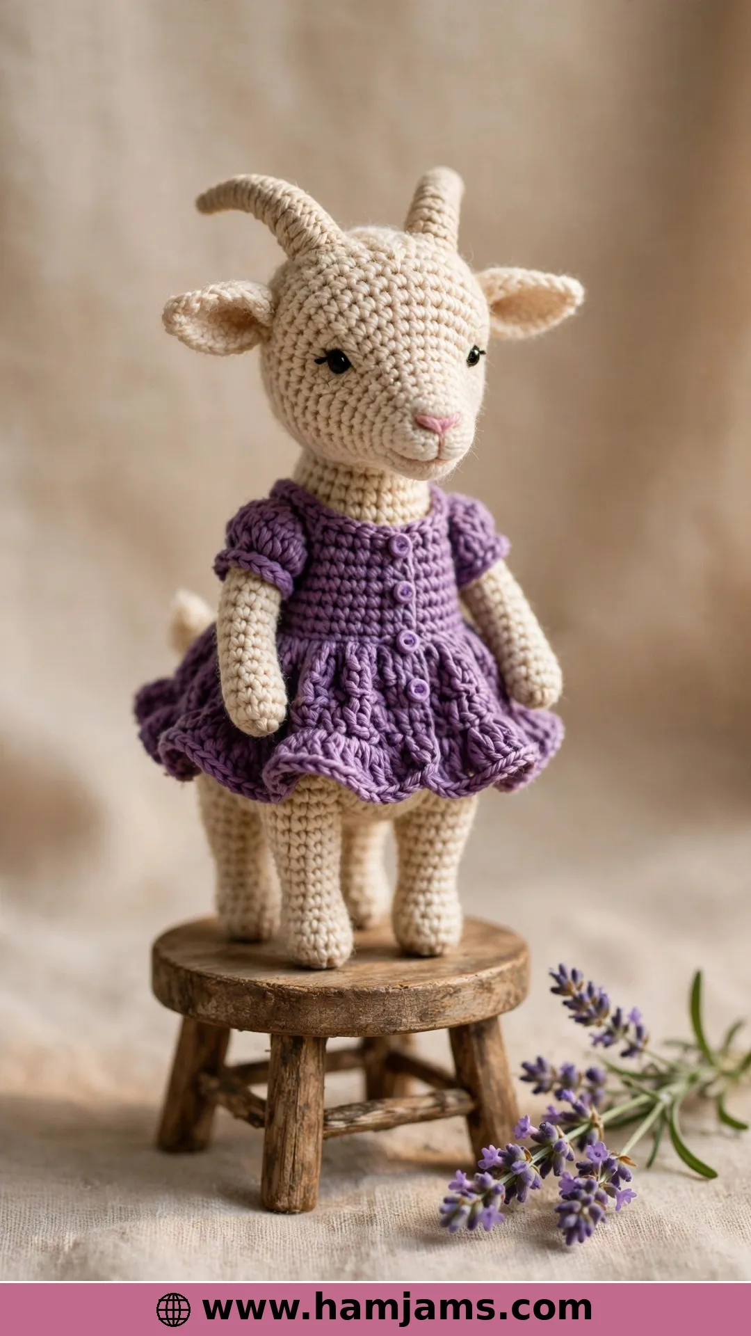 Mini Goat in a Lilac Dress