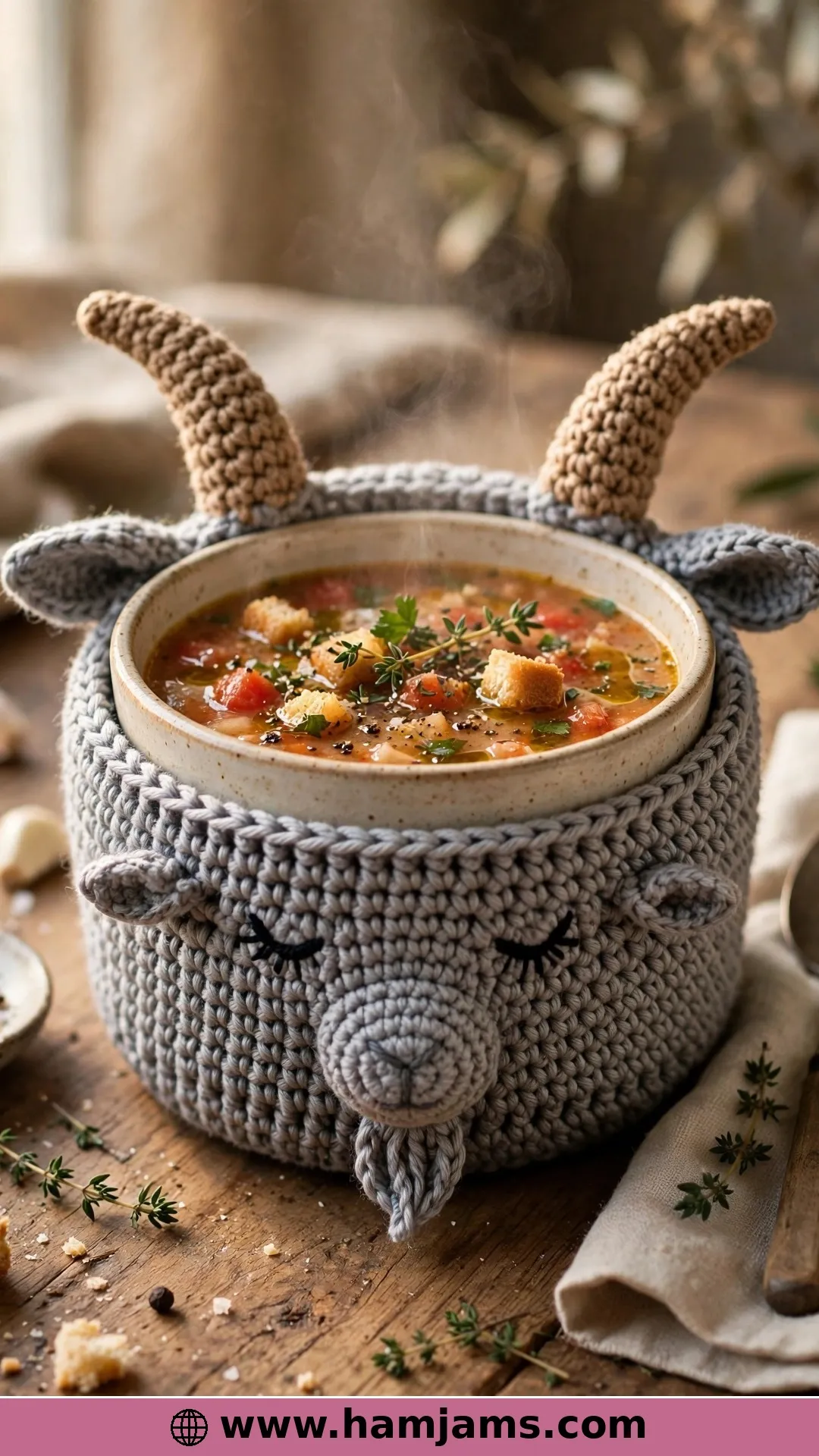Goat Soup Bowl Cozy for Cosy Kitchens