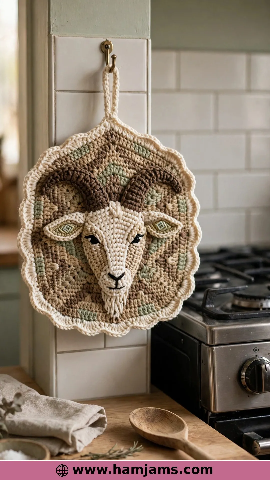 Tapestry Crochet Goat Potholder