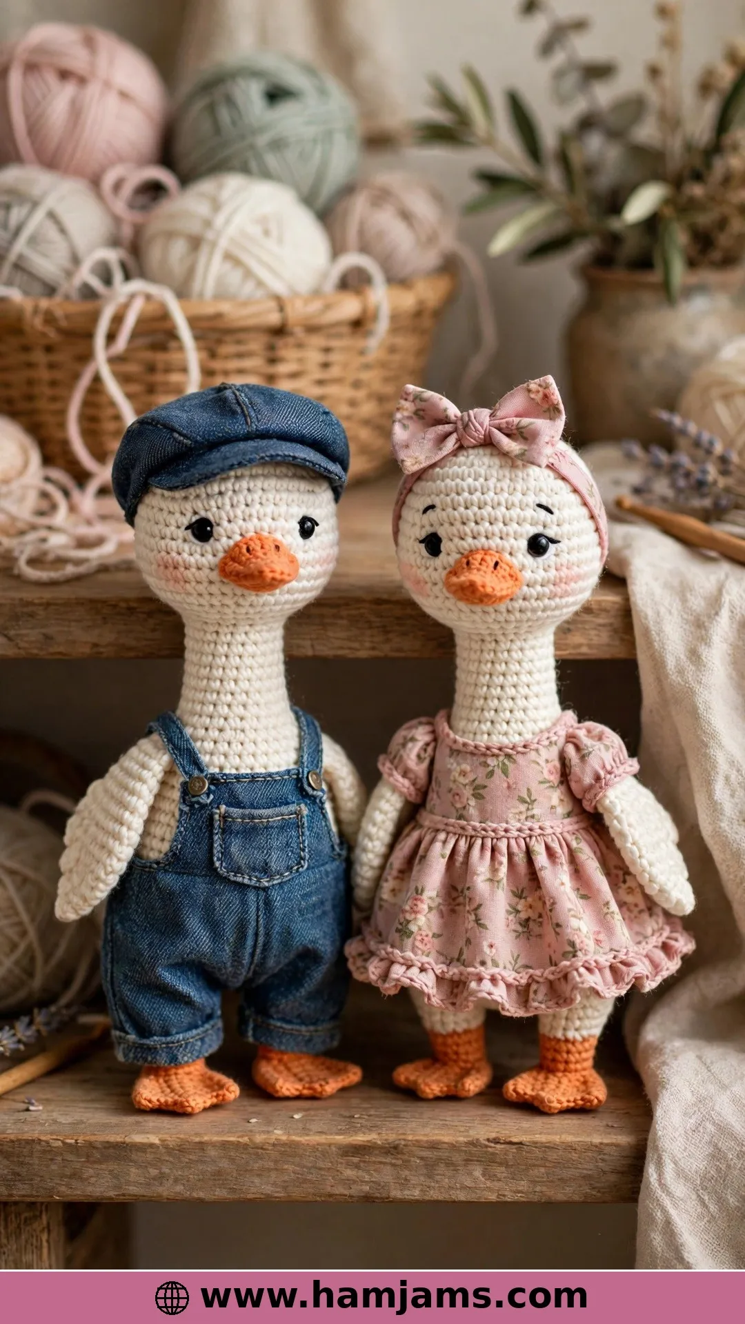 The Dressed-Up Goose Couple for Your Scrap Basket