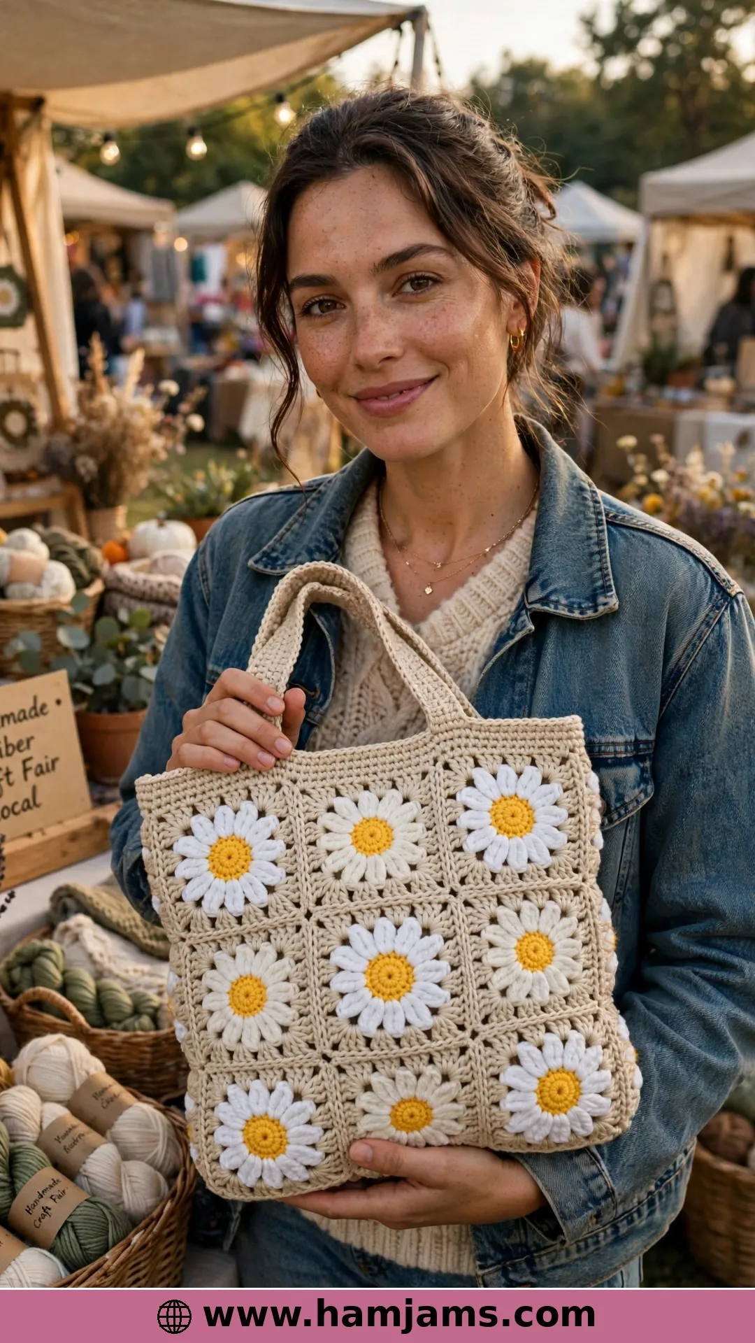 Thirteen Daisy Squares, Mattress-Stitched Flat
