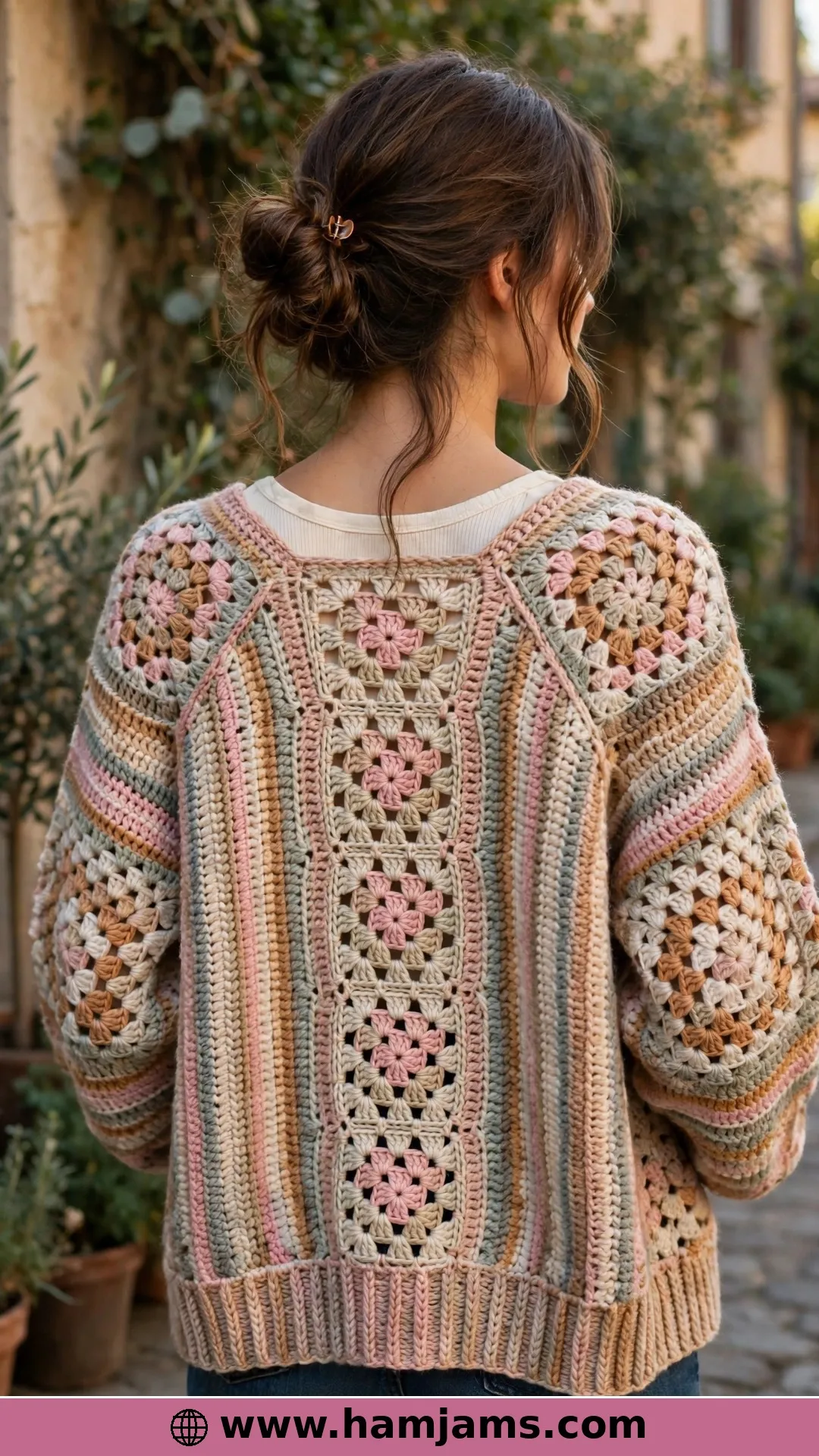 Hexagons in Front, Granny Squares Down the Back