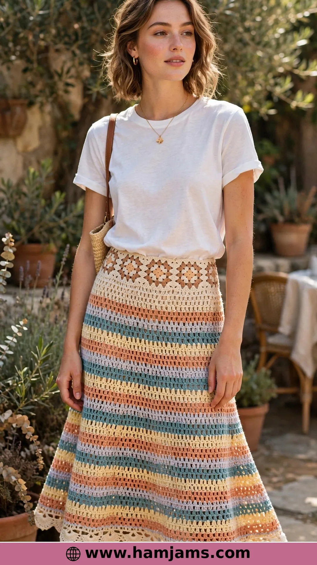Squares on Top, Stripes Below, Shells at the Hem
