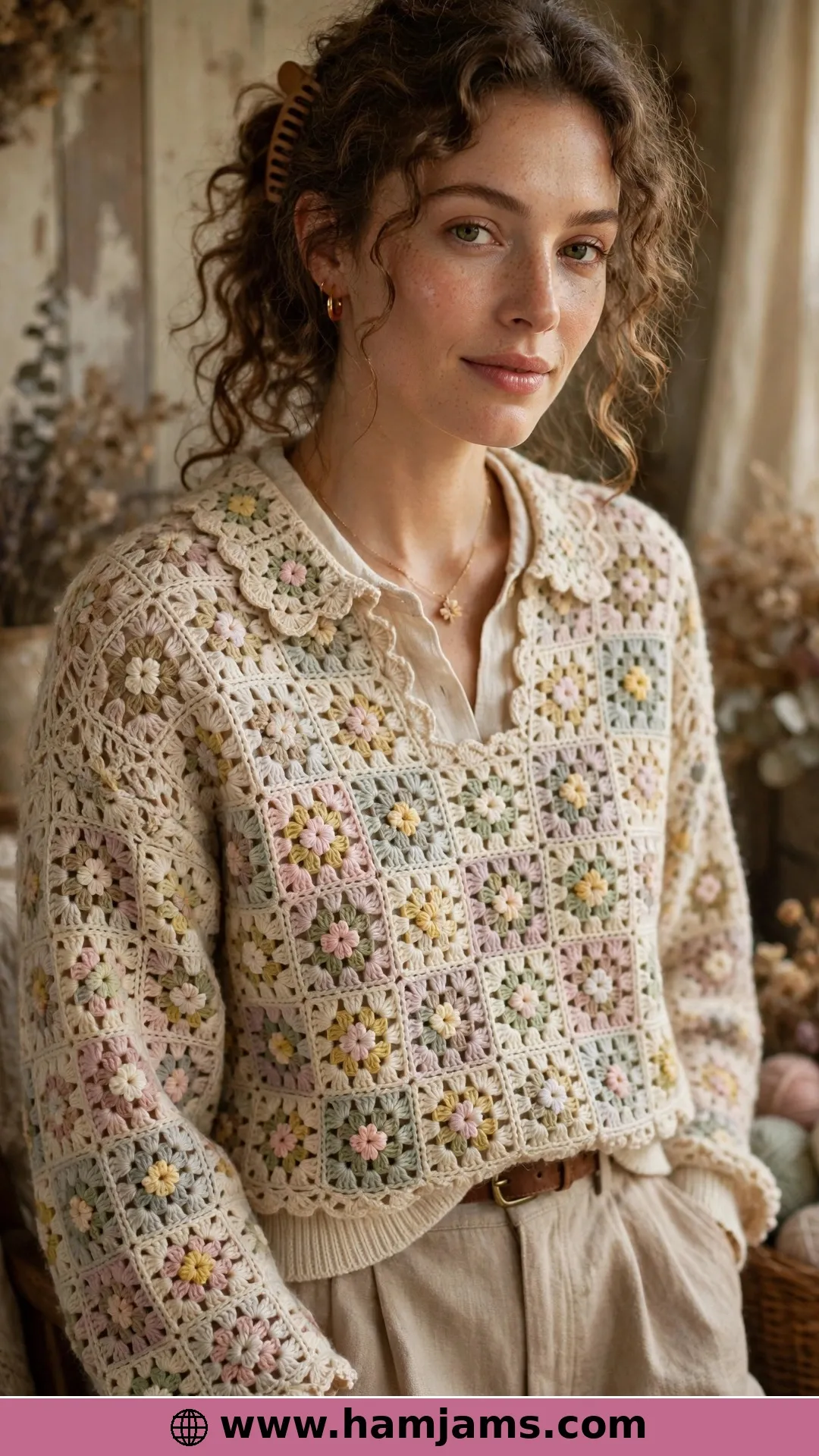 Tiny Flower Squares in Fingering Wool