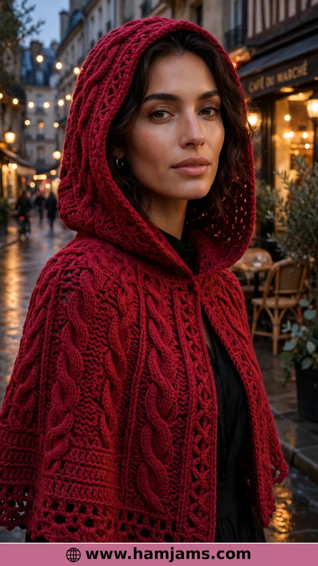 A Hooded Cape With Cables for Cold October Nights