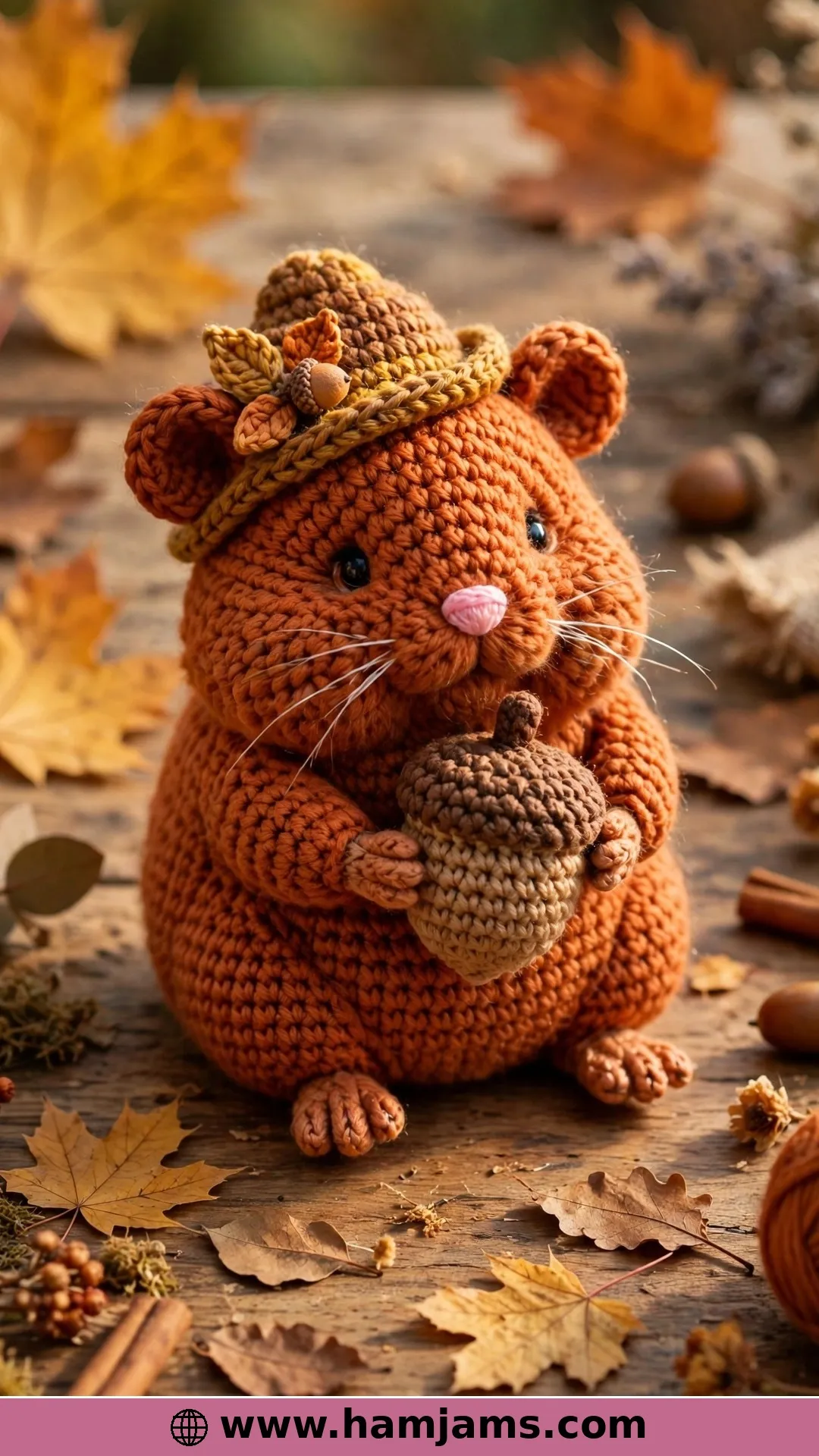 An Autumn Hamster With His Own Acorn