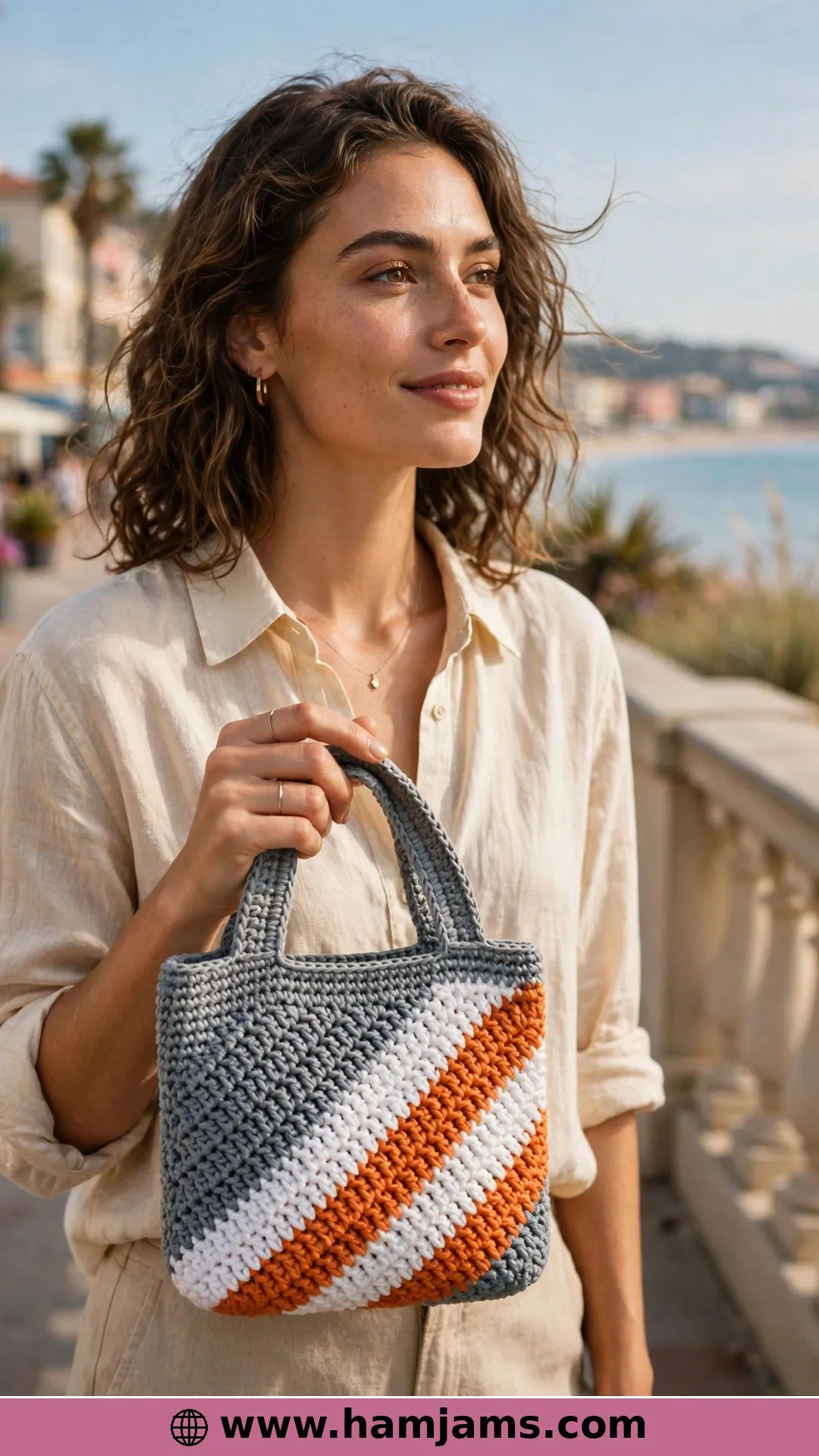 Diagonal Dip Stitches in Three Seaside Colours