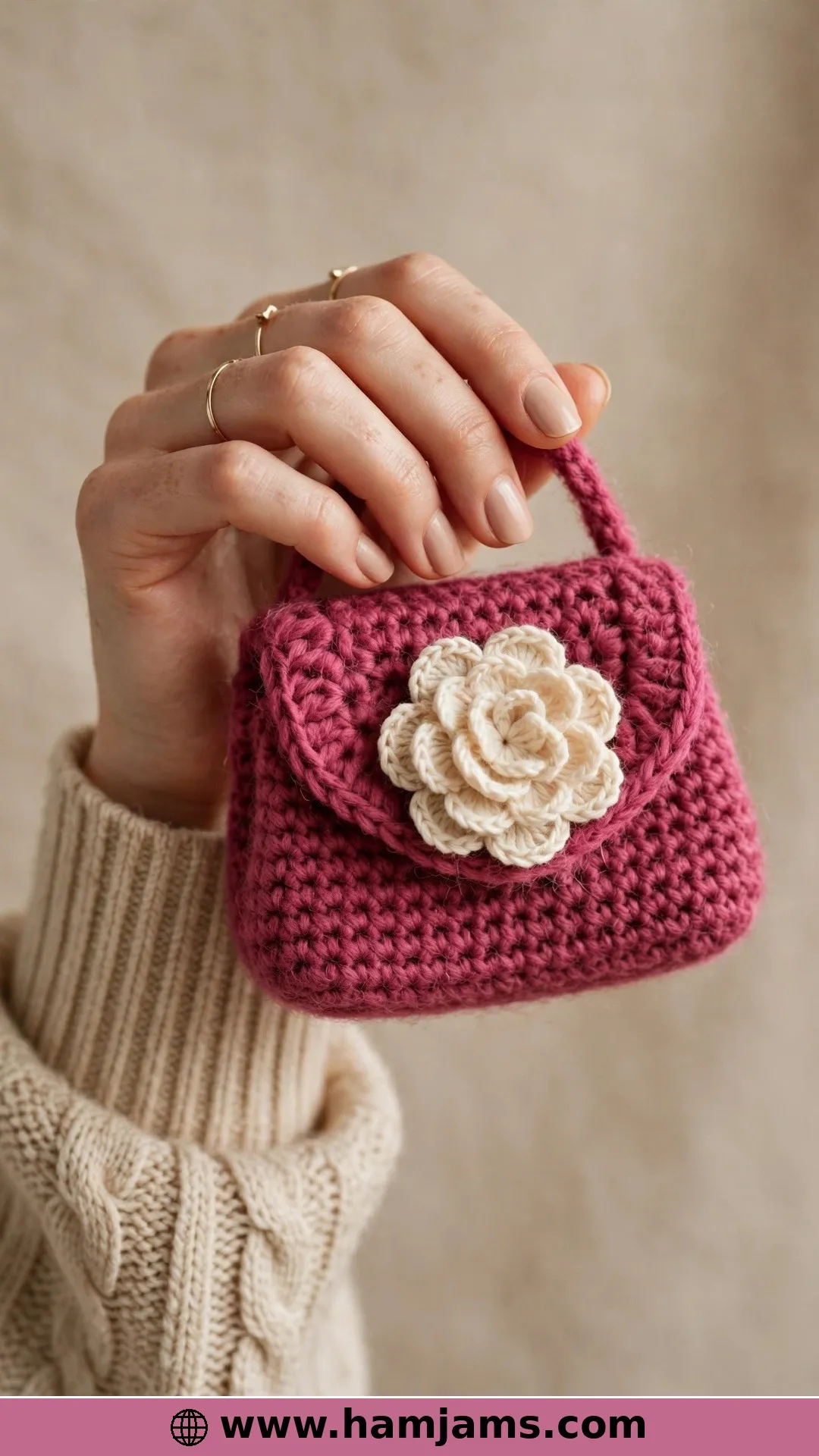 A Tiny Felted Purse With a Layered Flower