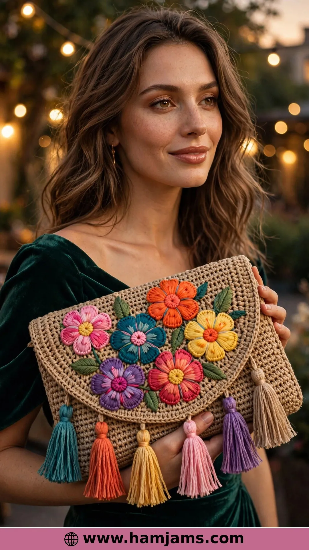 Flowers, Buttons and Tassels on Crochet Nylon