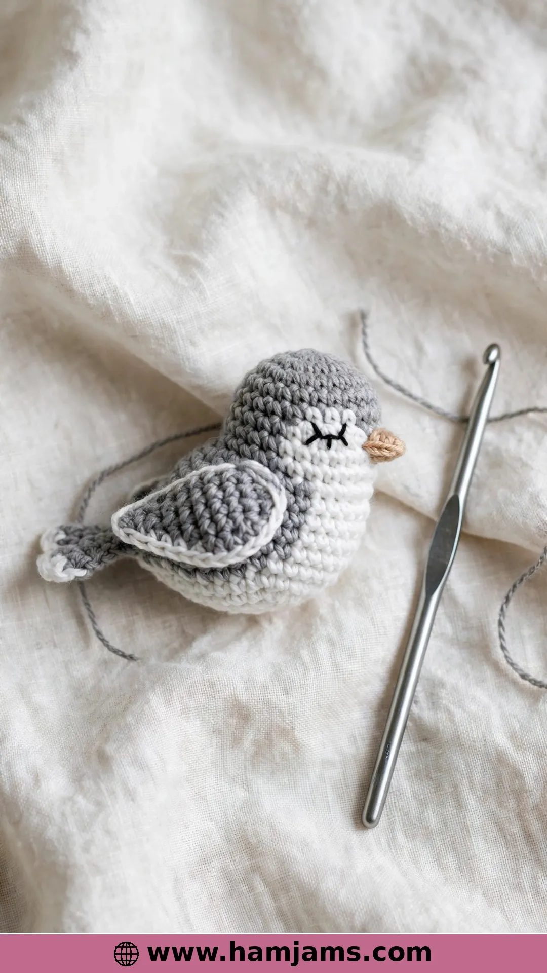 A Soft Bird With Embroidered Eyes