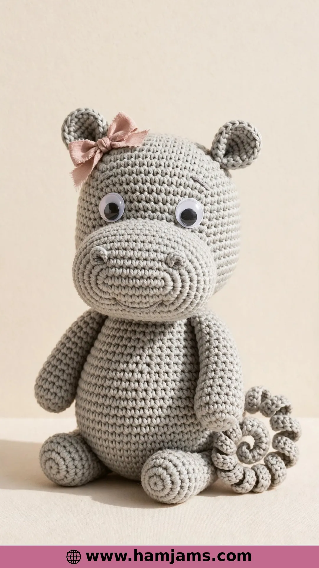 Hettie the Hippo in Soft Light Grey