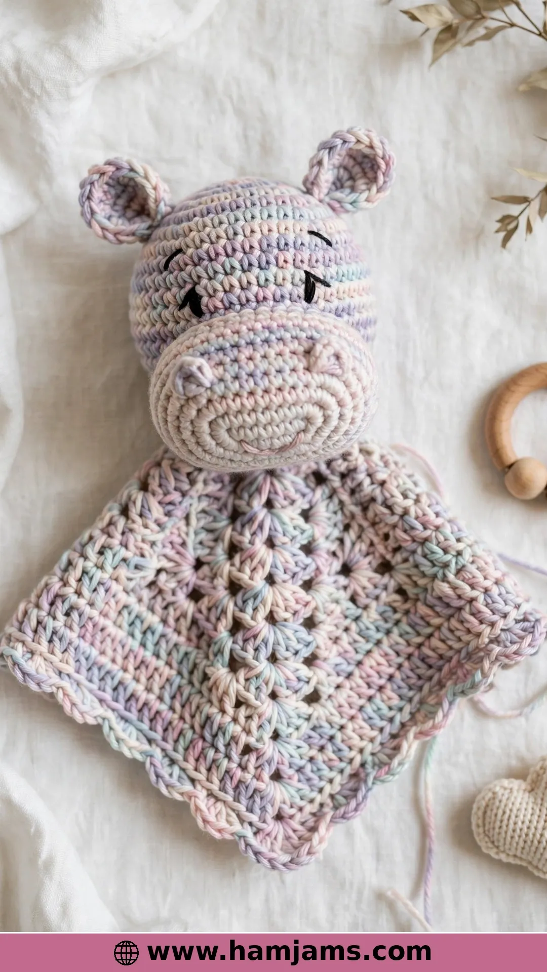 Holly the Hippo Lovey in Pastel Shades