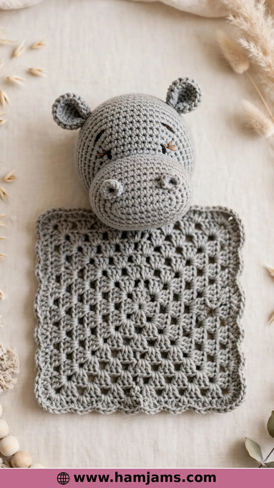 A Cosy Hippo Lovey in Classic Grey