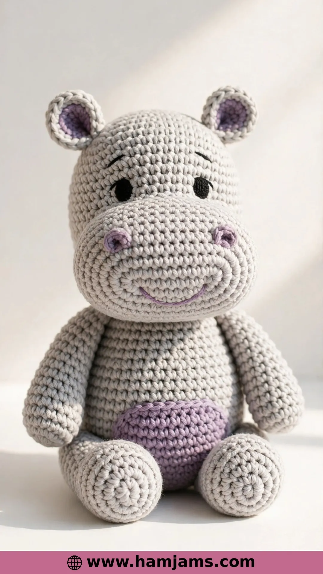 Harper the Hippo in Grey and Purple Cotton