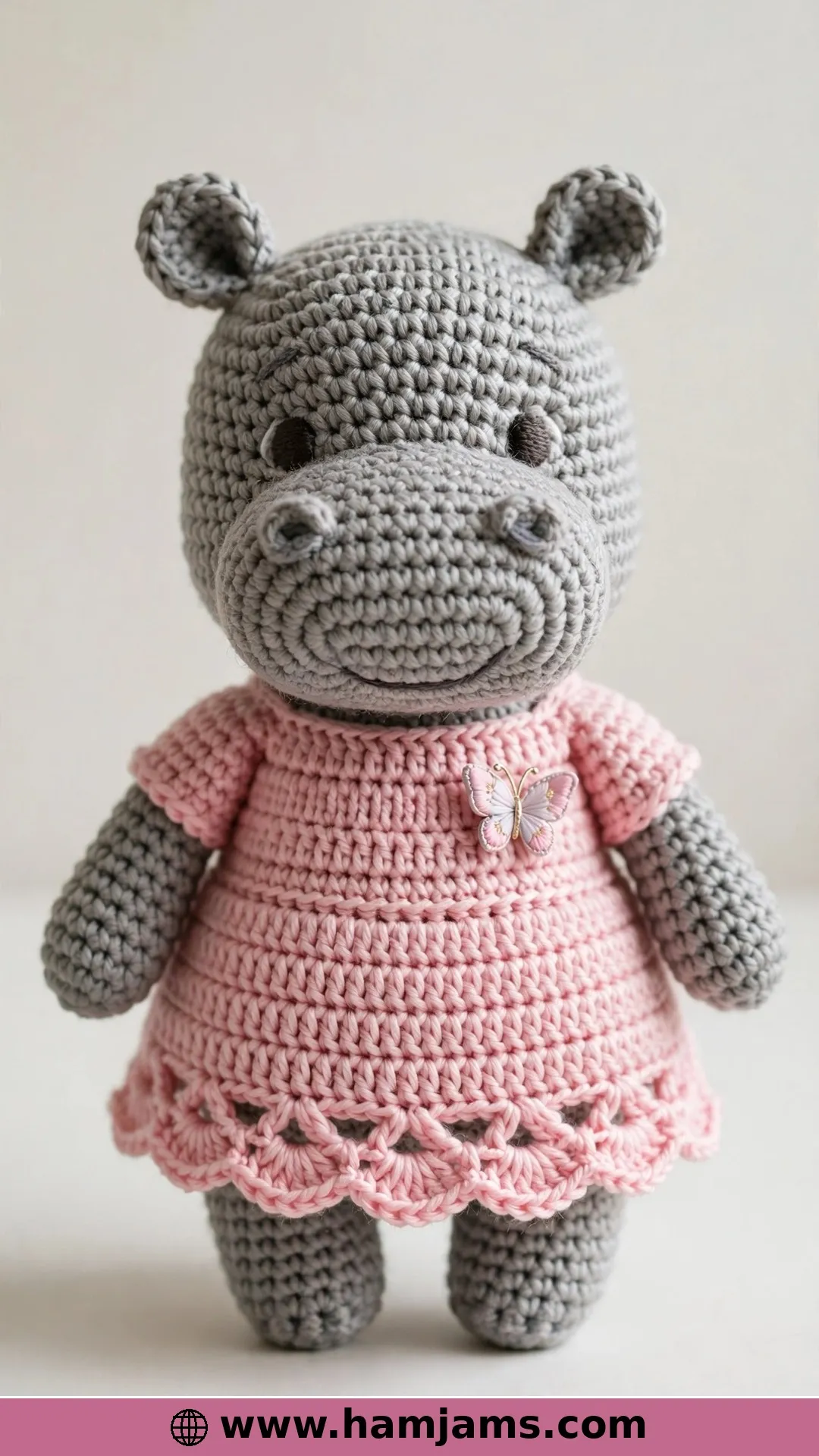 A Hippo in a Pink Dress, With a Butterfly