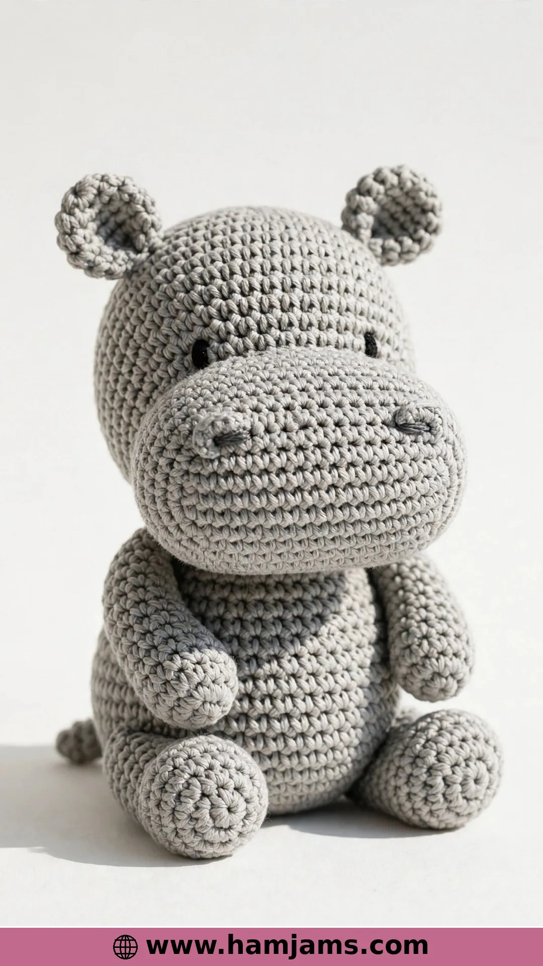 A Neat Little Hippo in Cotton, 19 Centimetres